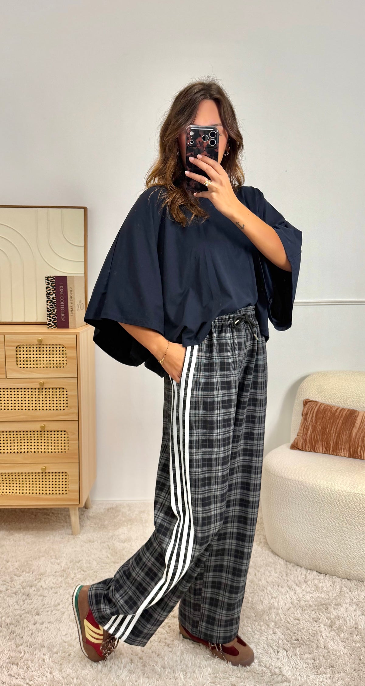Pantalon à Carreaux Noir