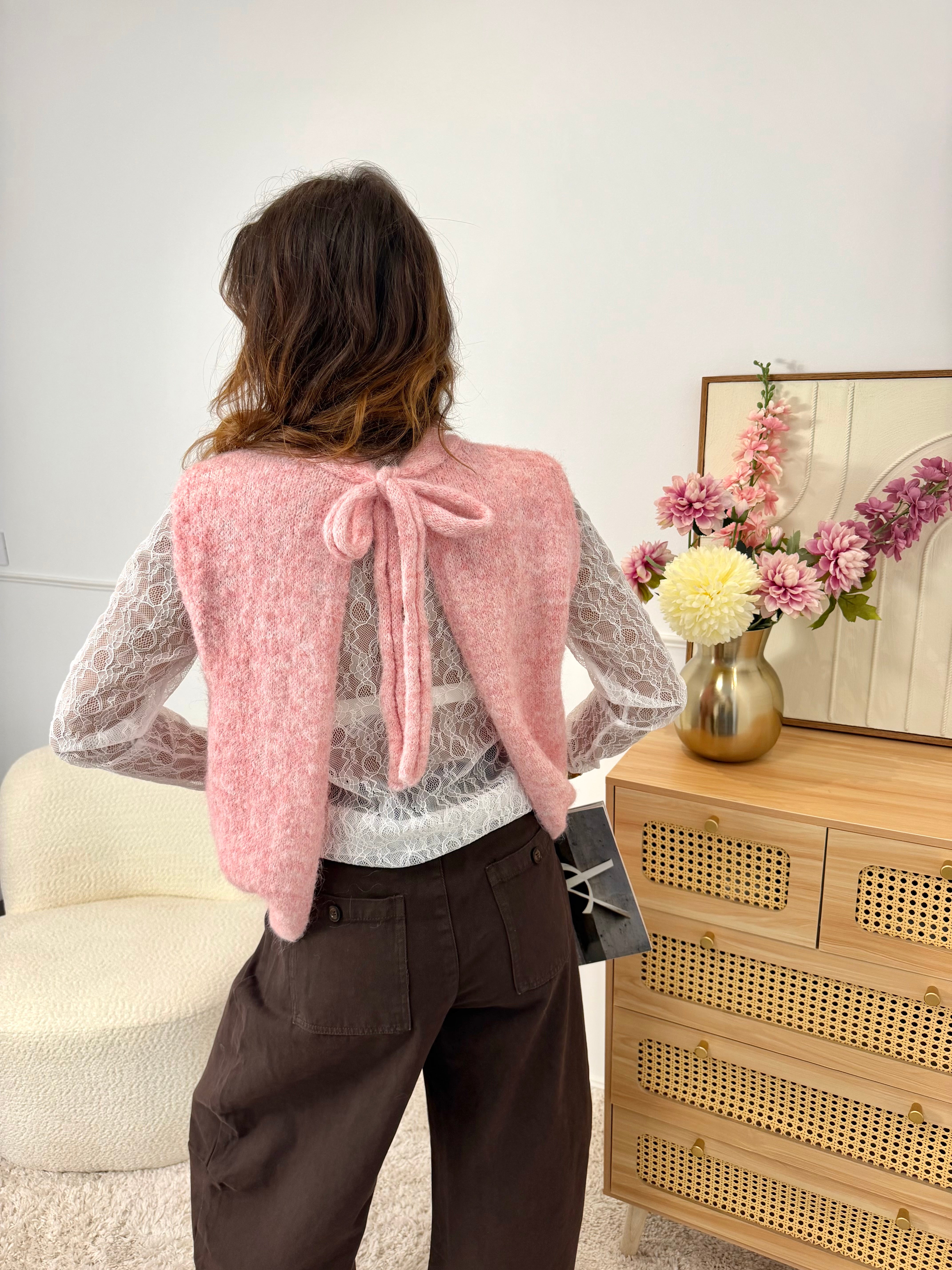 Gilet Noeud rose