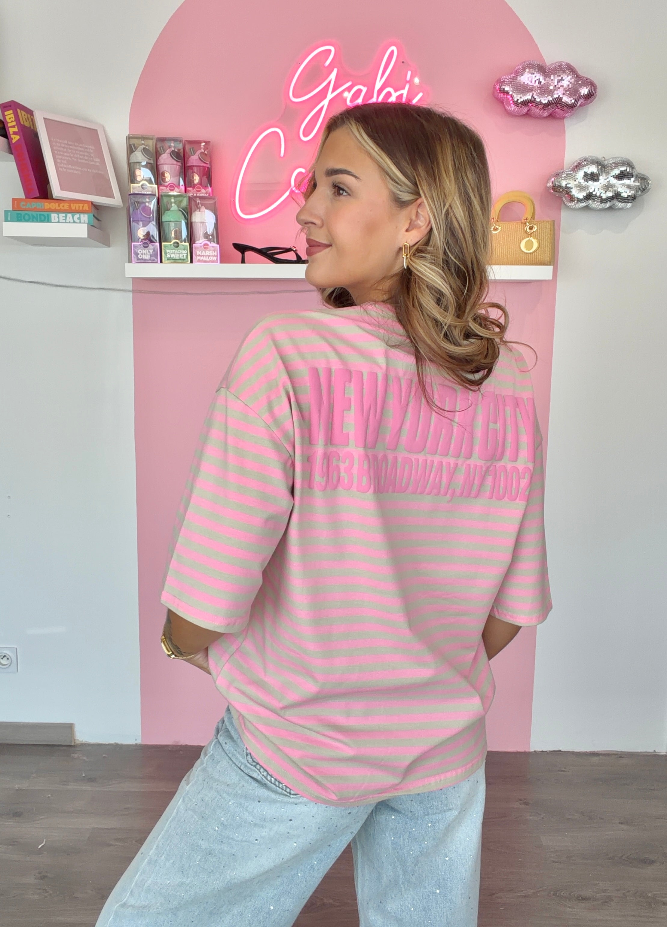 T-Shirt Rayé Rose