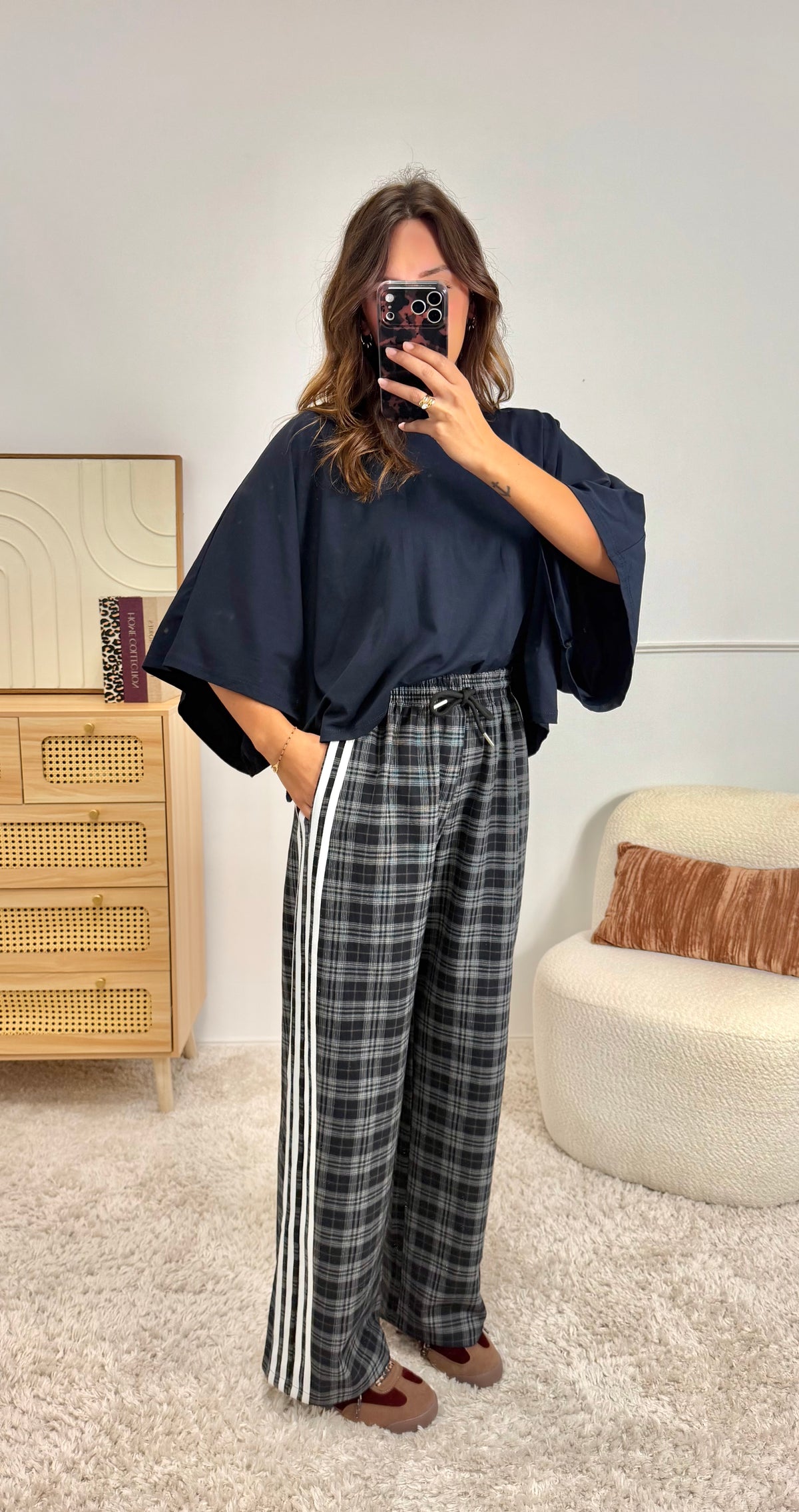Pantalon à Carreaux Noir