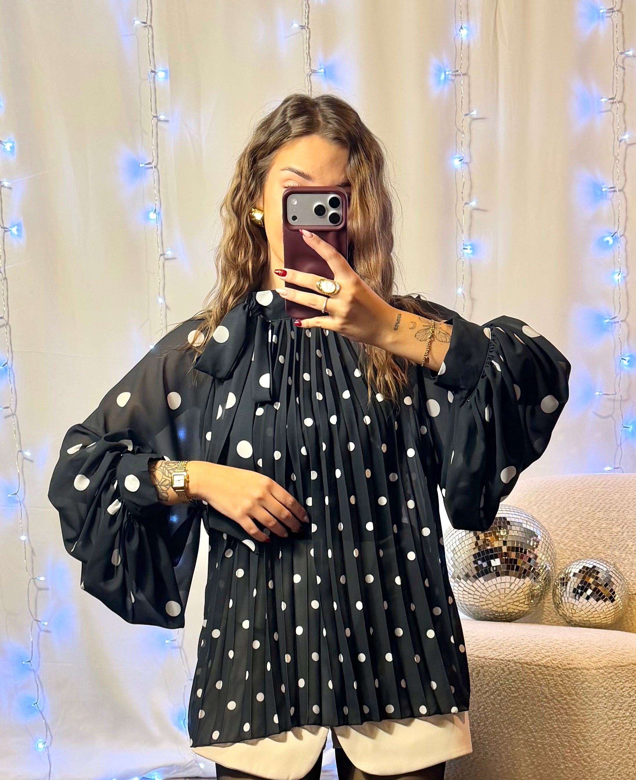 Blouse Pois Noir