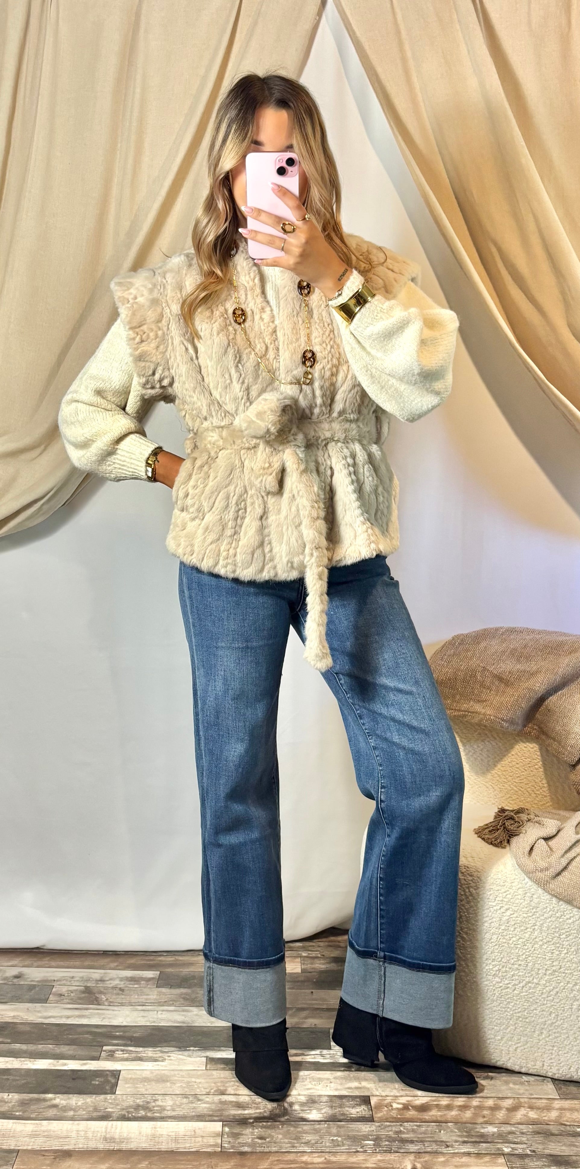 Gilet Fourrure Crème