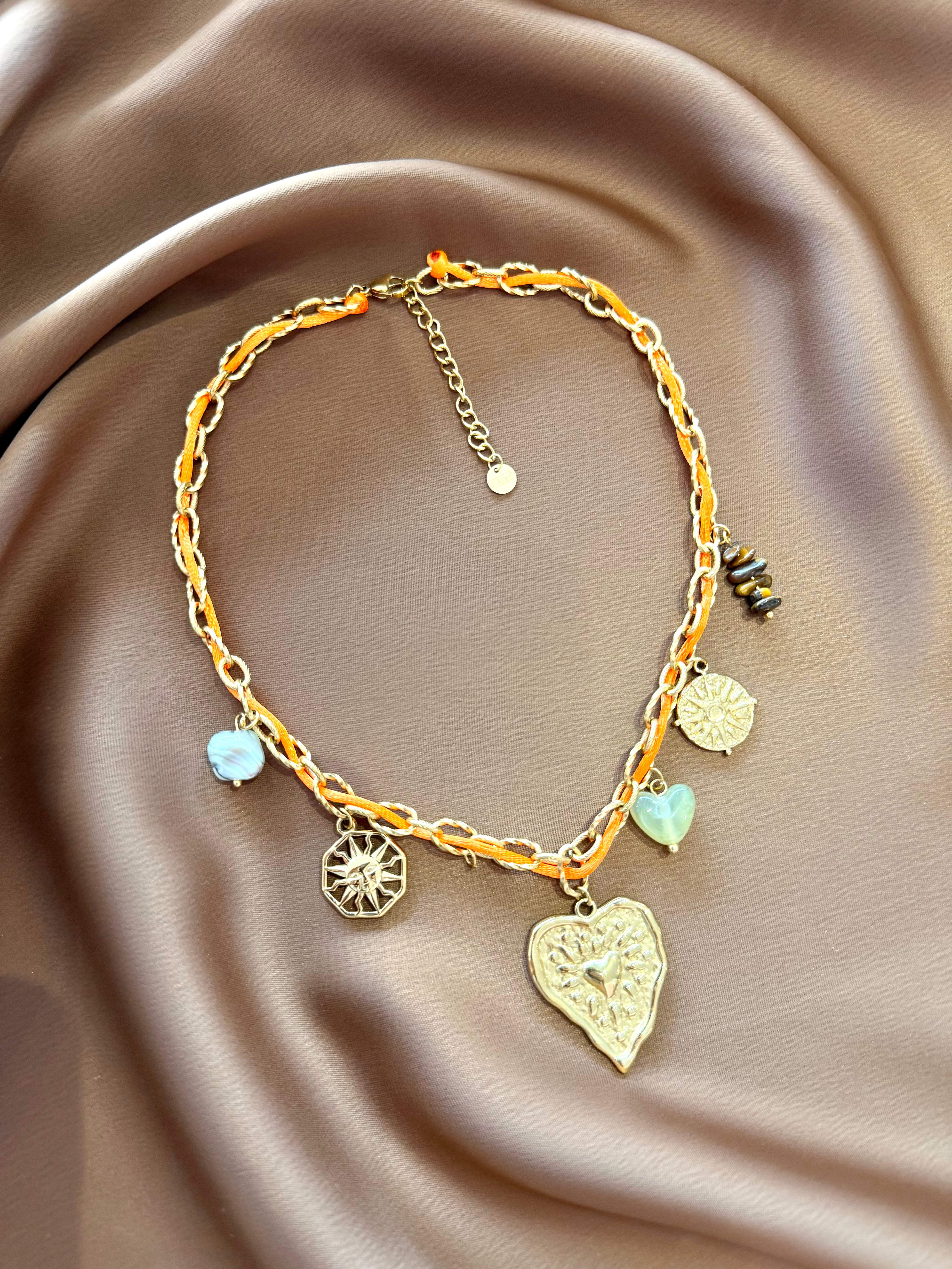 Collier Cœur Orange