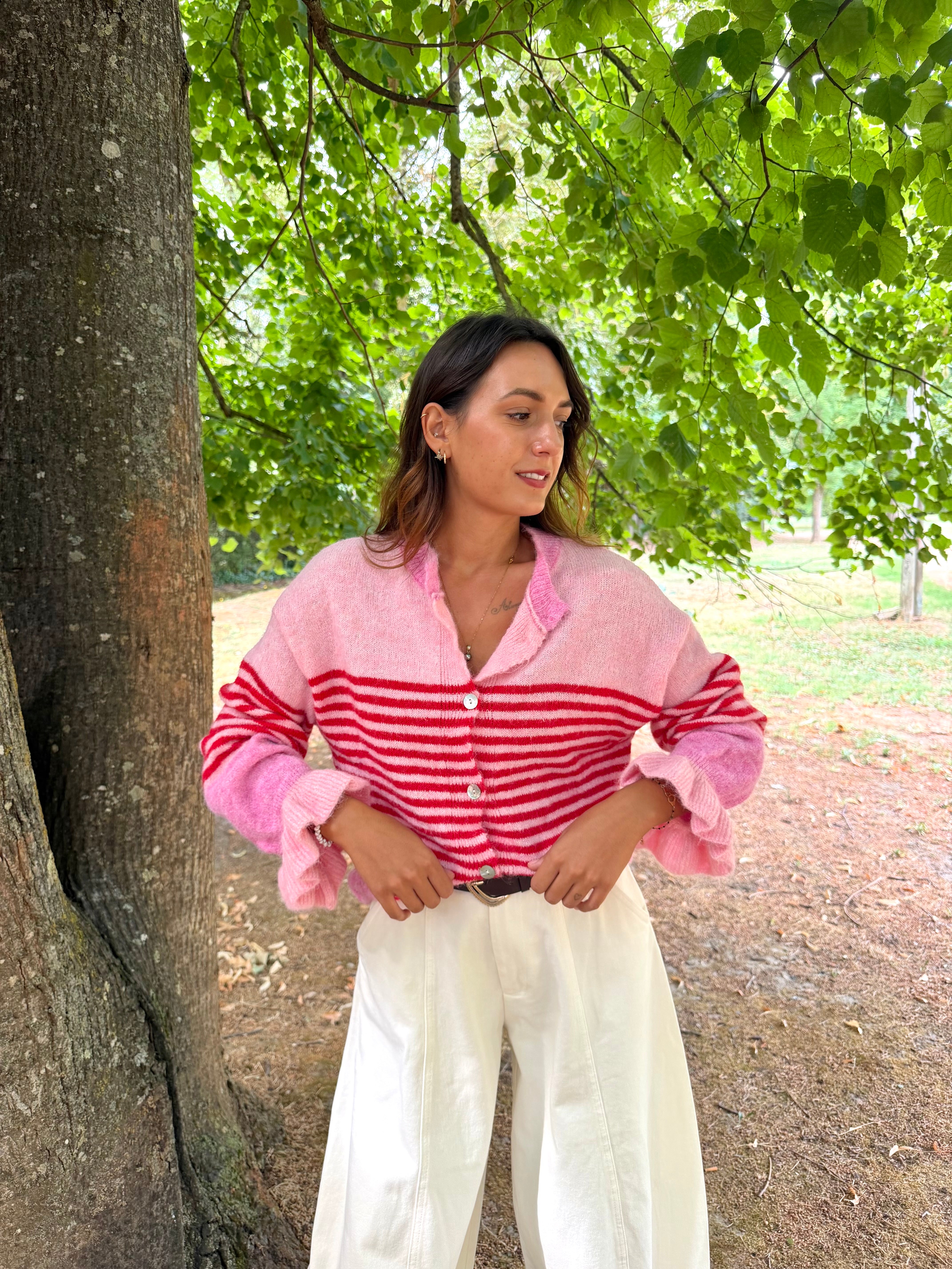 Gilet Rayé rouge