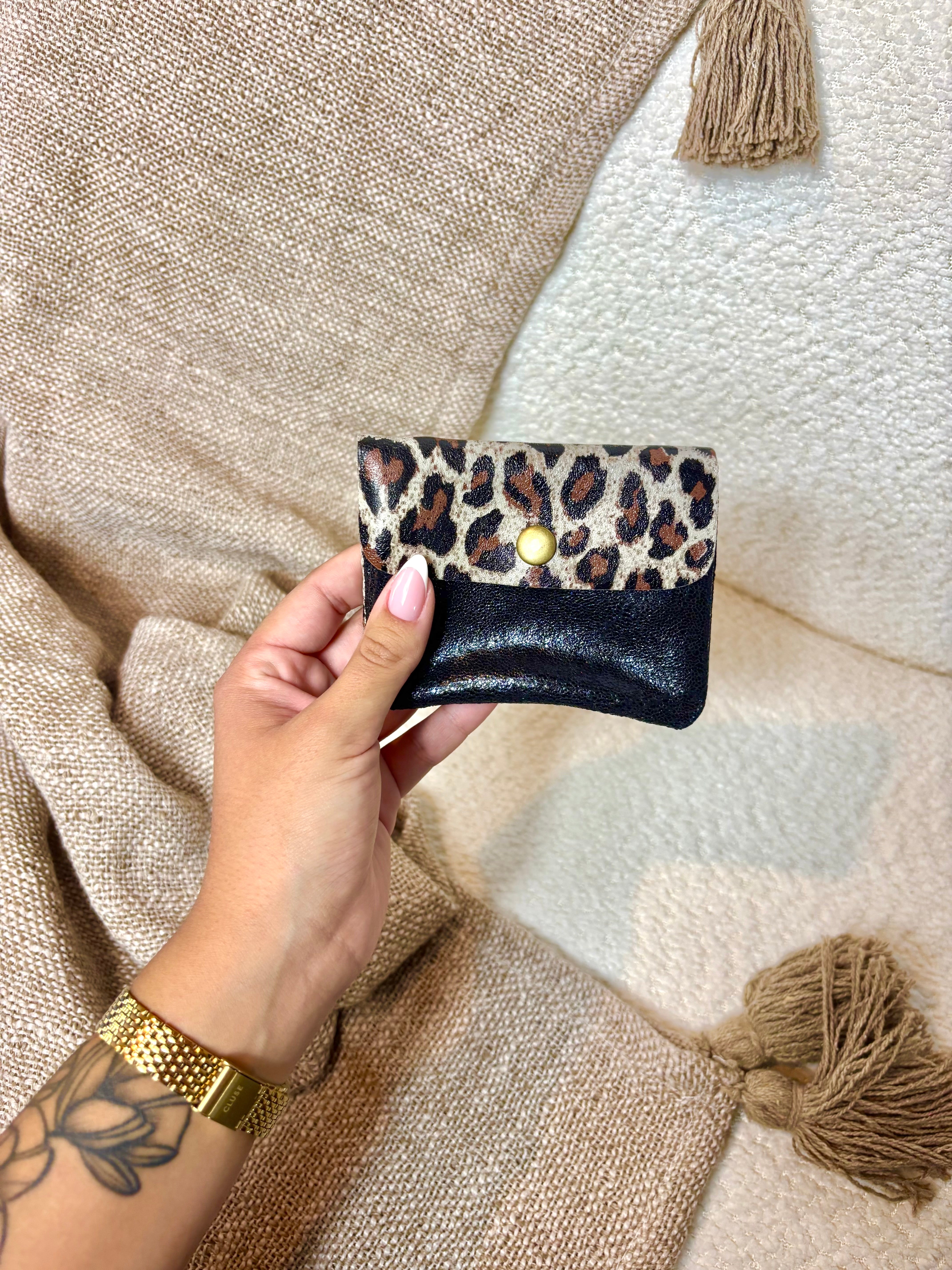Porte Monnaie 100% Cuir Léopard
