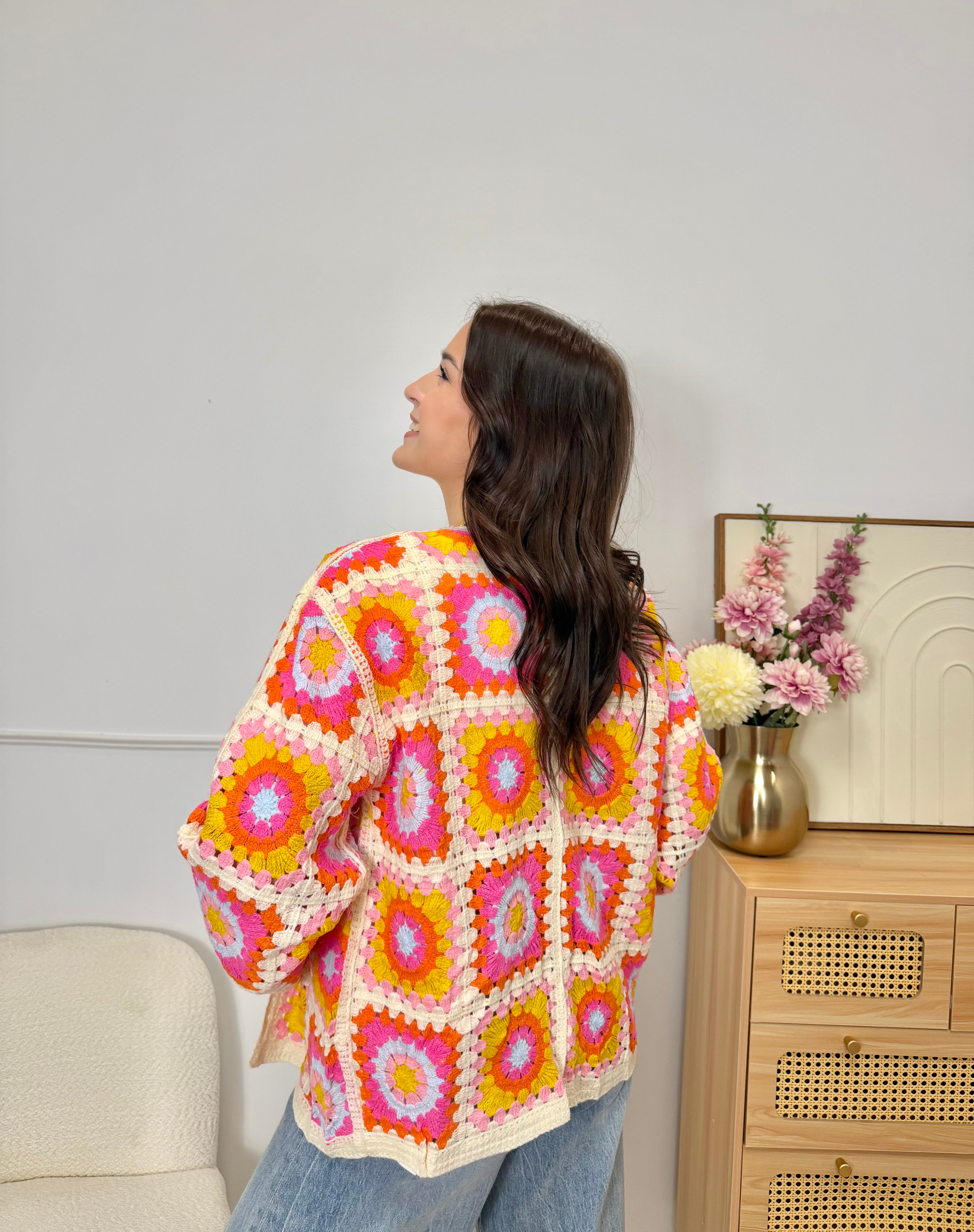 Gilet Crochet Orange&Rose