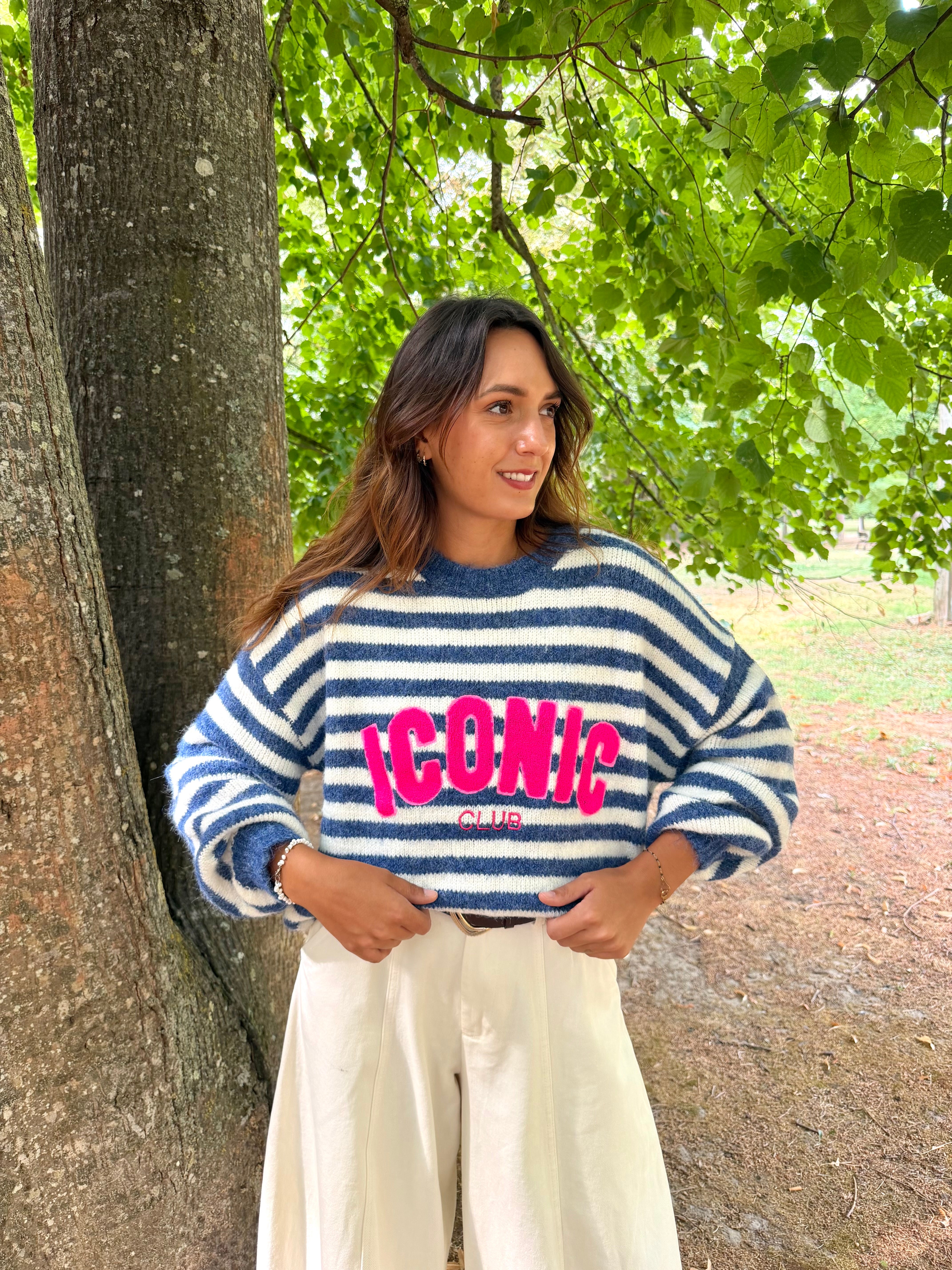 Pull ICONIC Rayé bleu