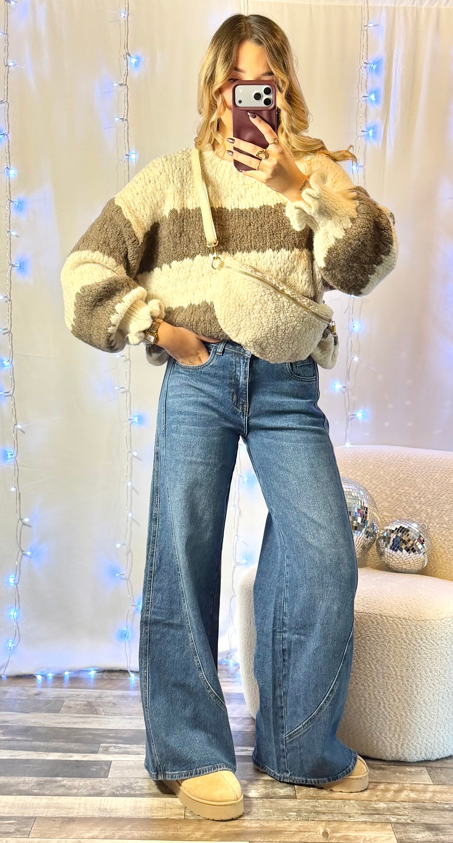 Pull Rayé Crème & Chocolat