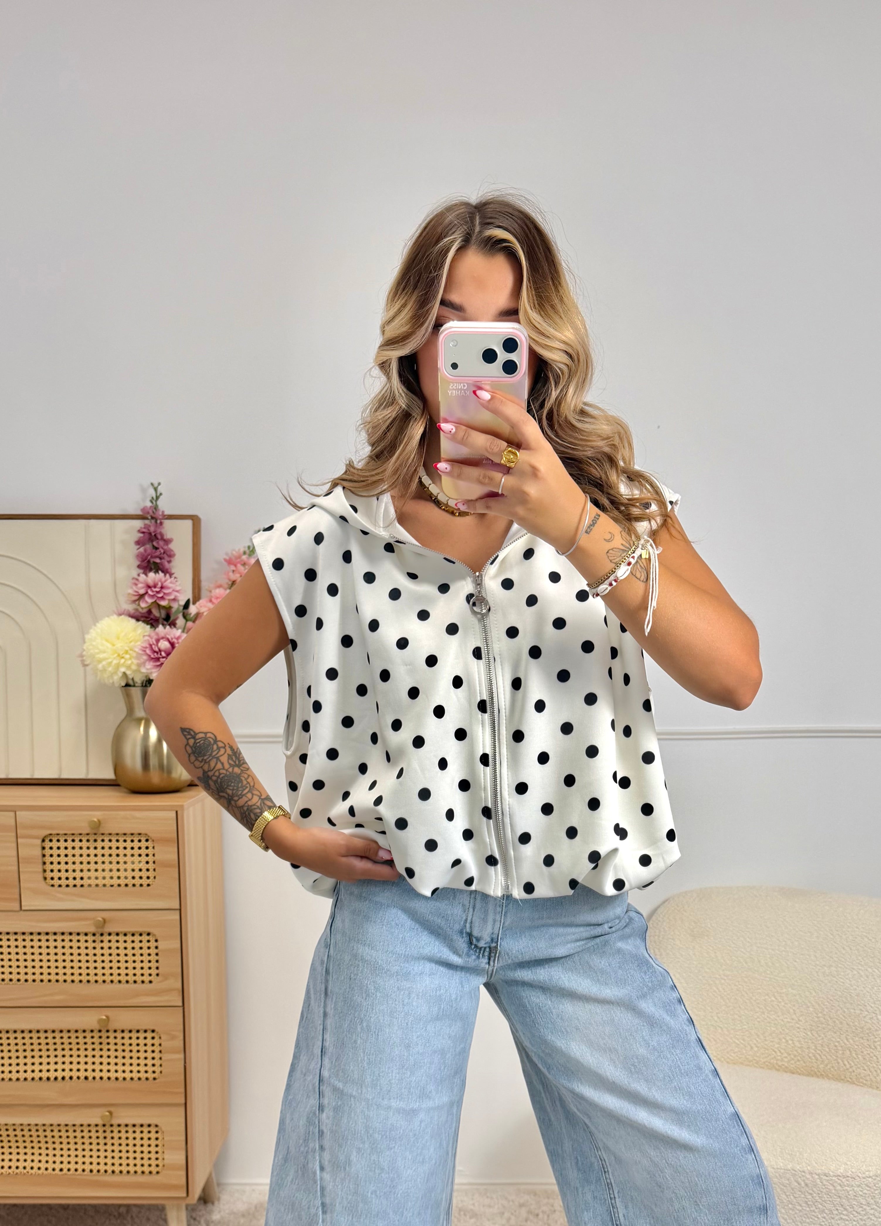 Veste Pois Blanc