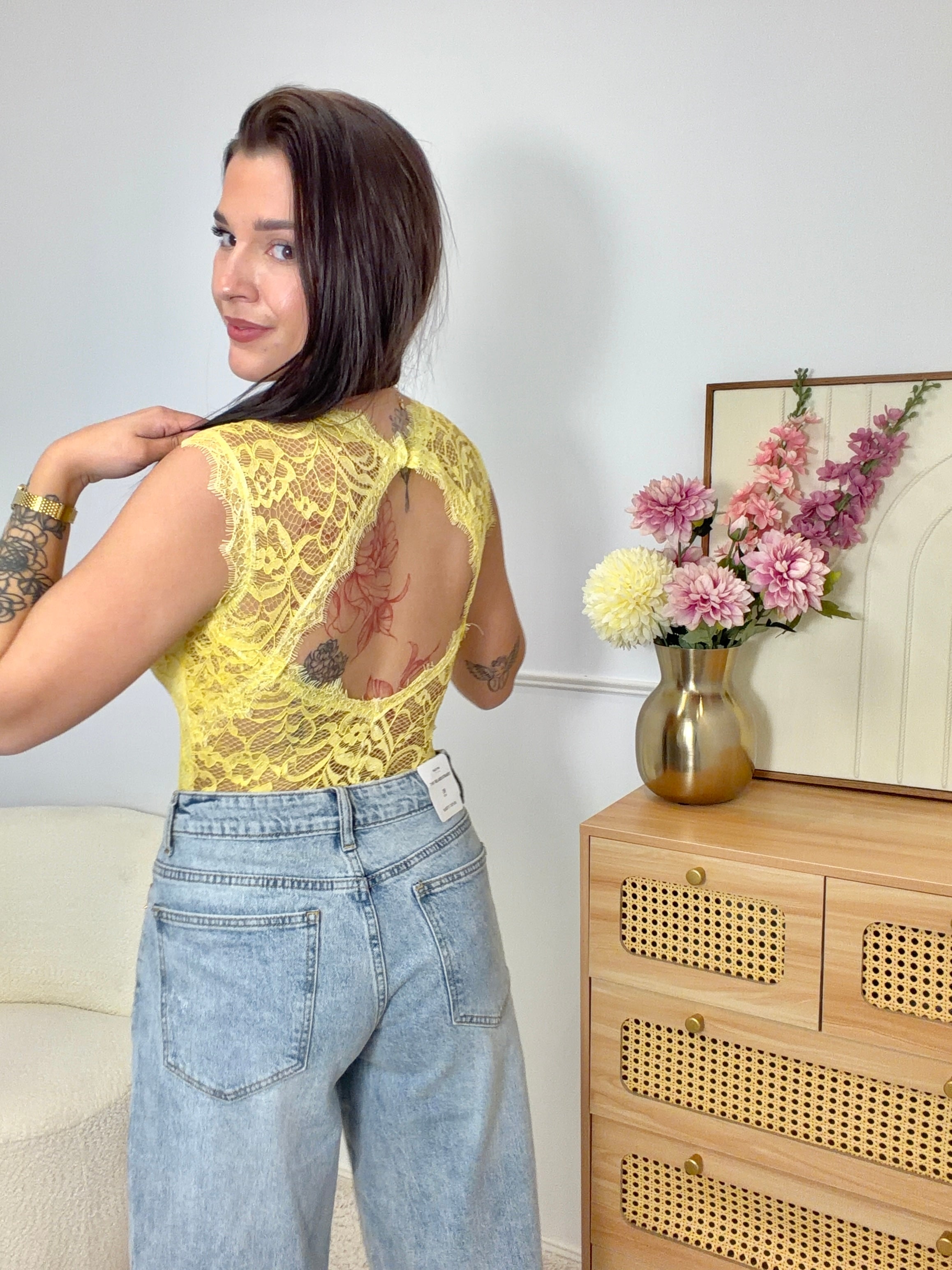 Body Dentelle Jaune