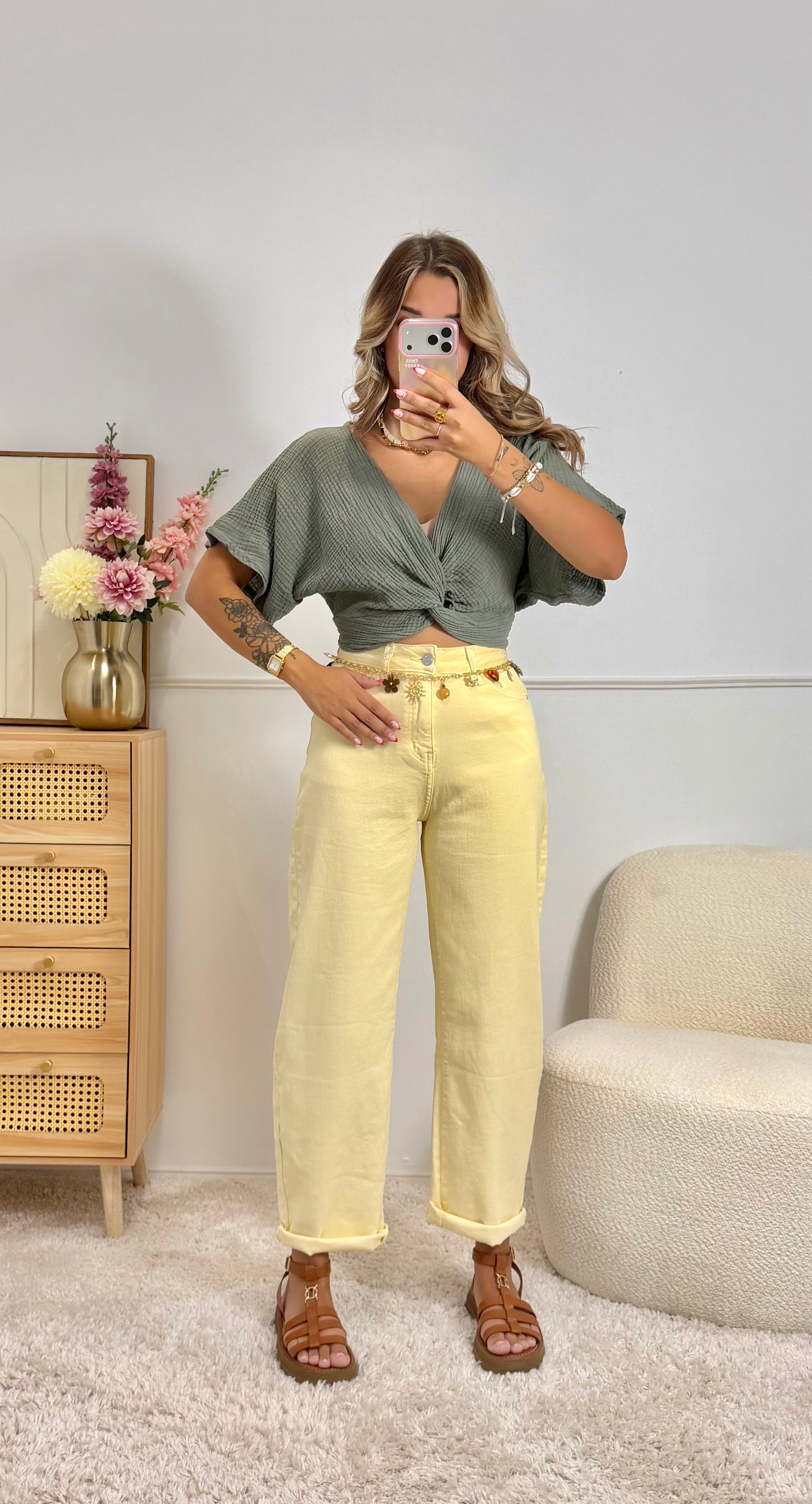Top 100% Coton Kaki