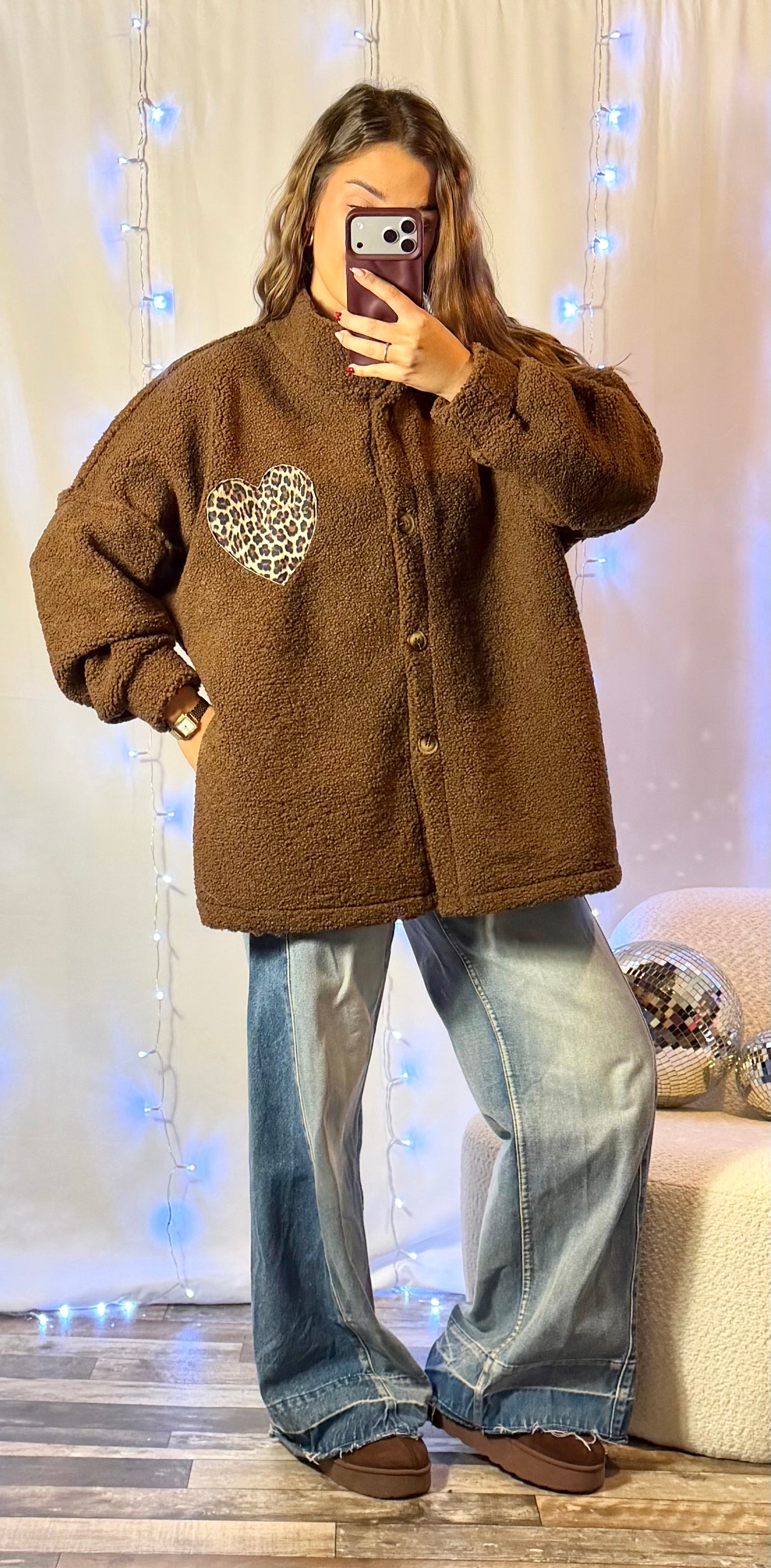 Veste Cœur Teddy Chocolat