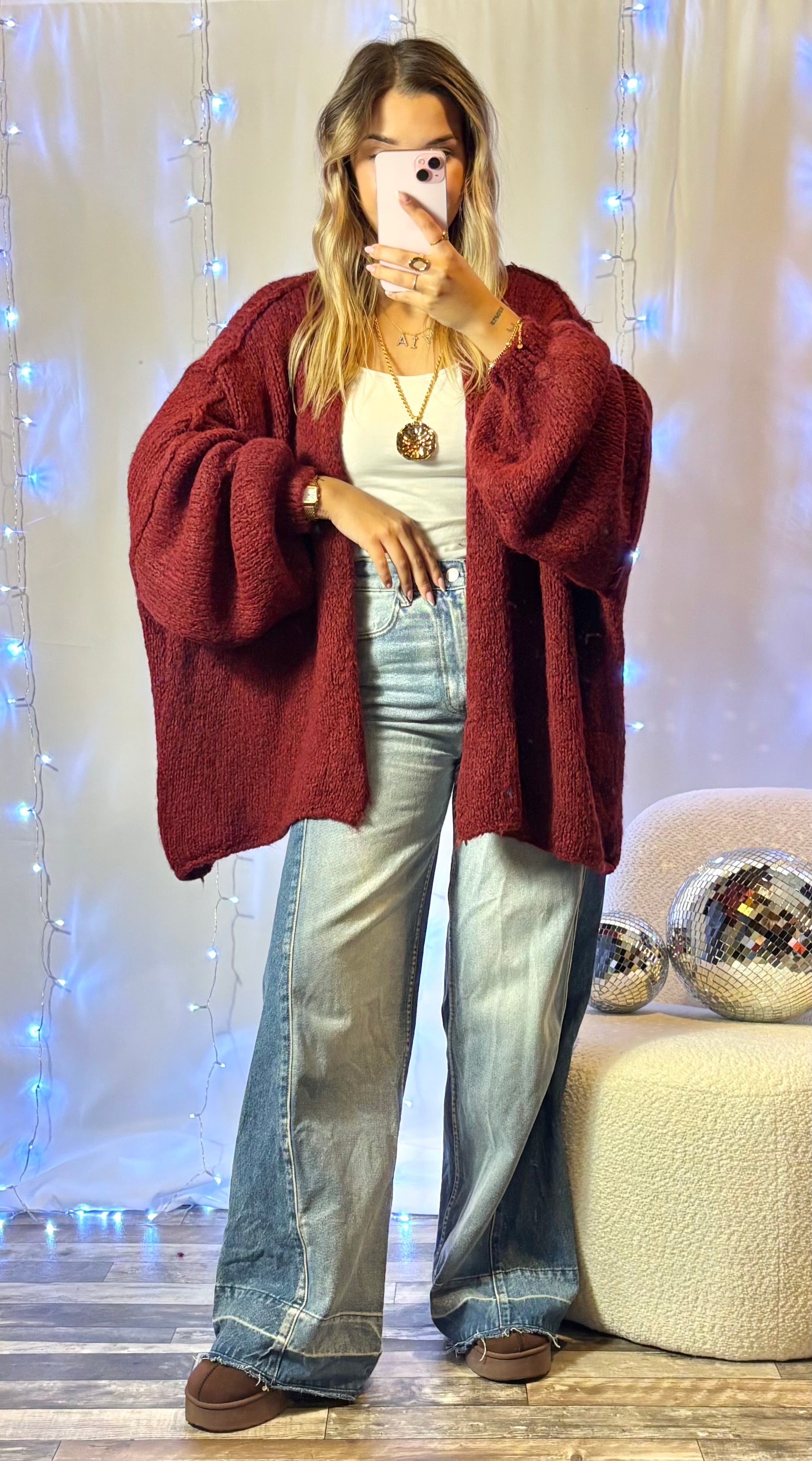 Gilet Oversize bordeaux