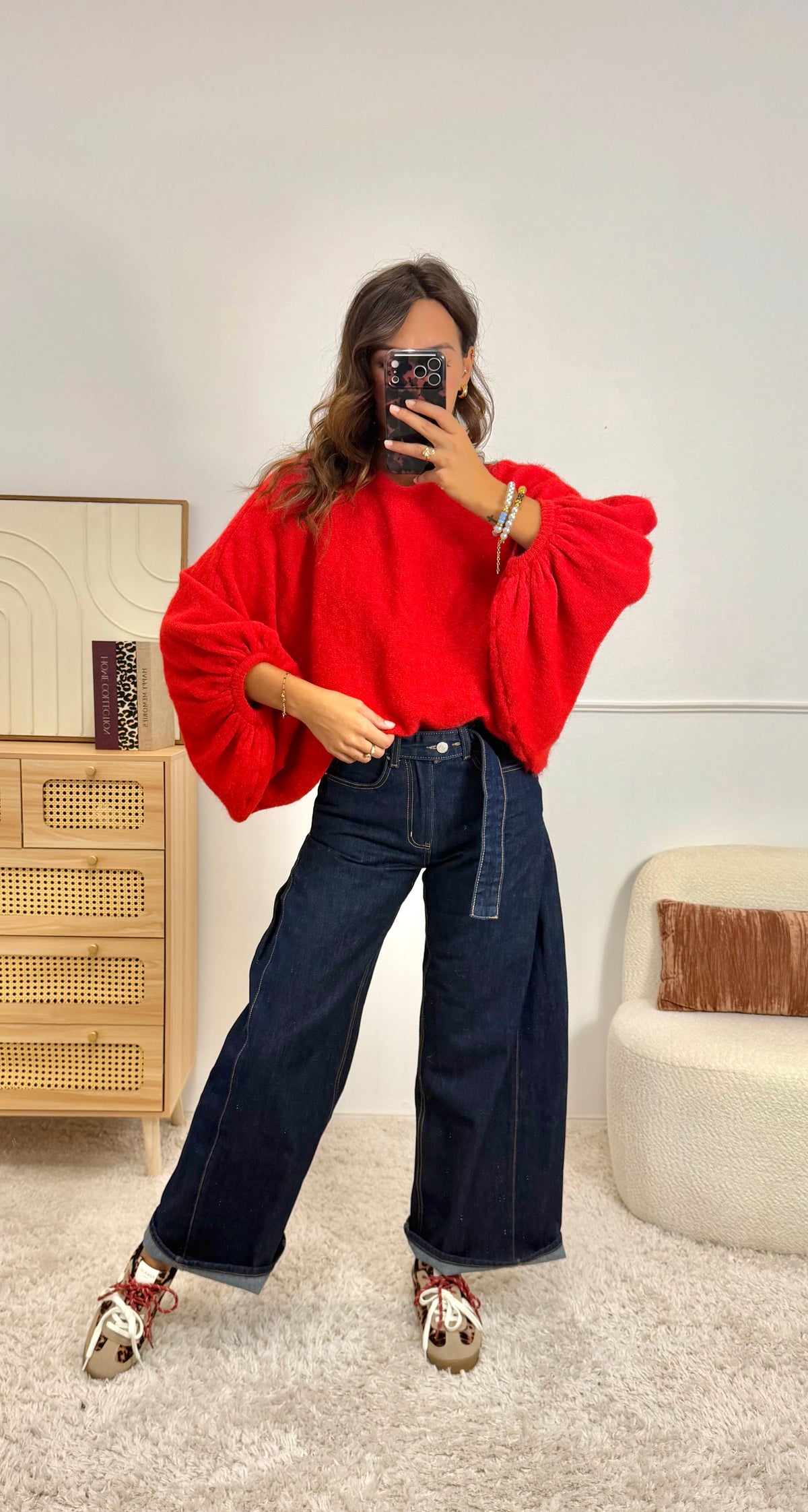 Pull manches ballon Rouge