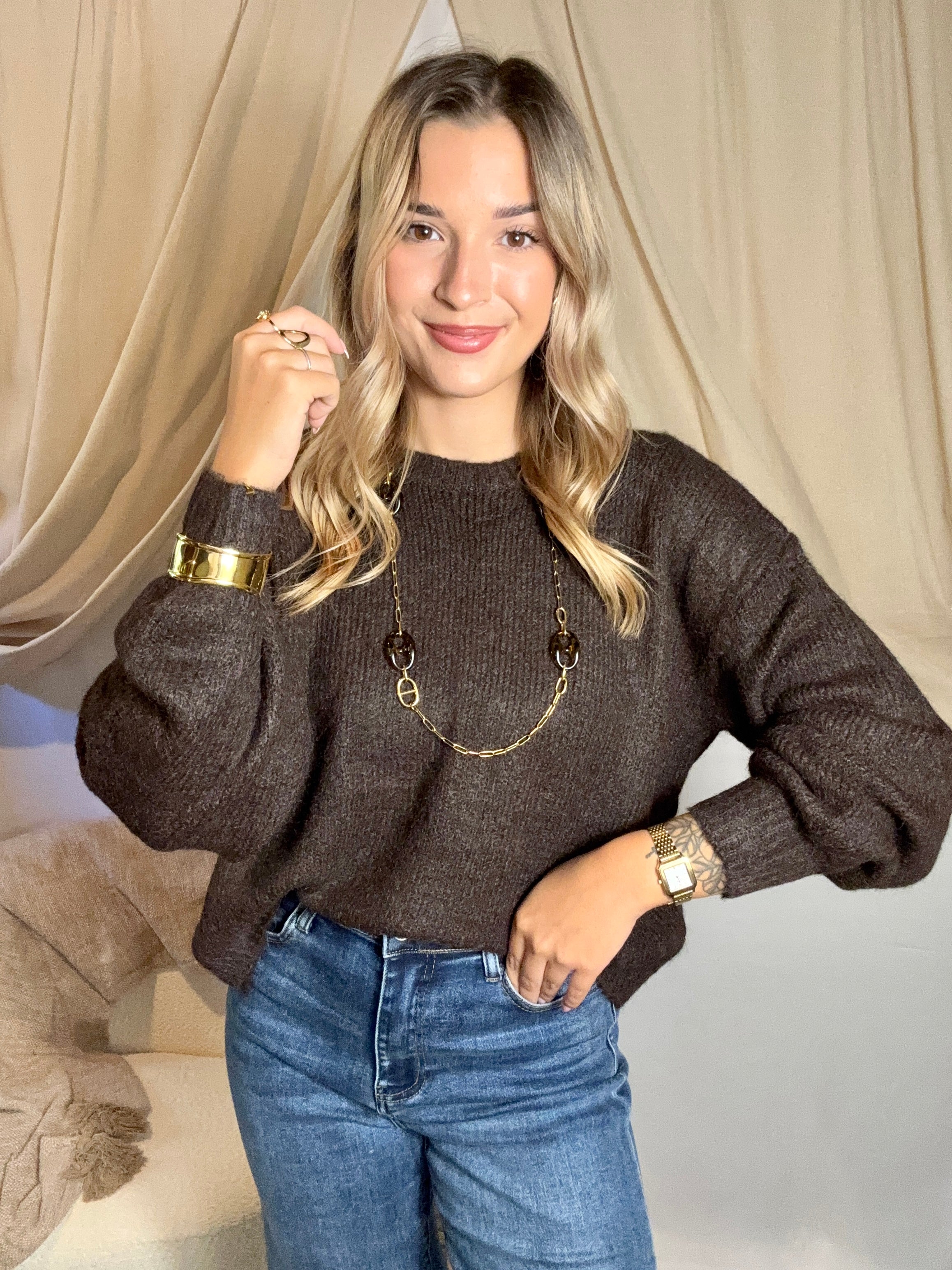 Pull Noeud Léopard Chocolat