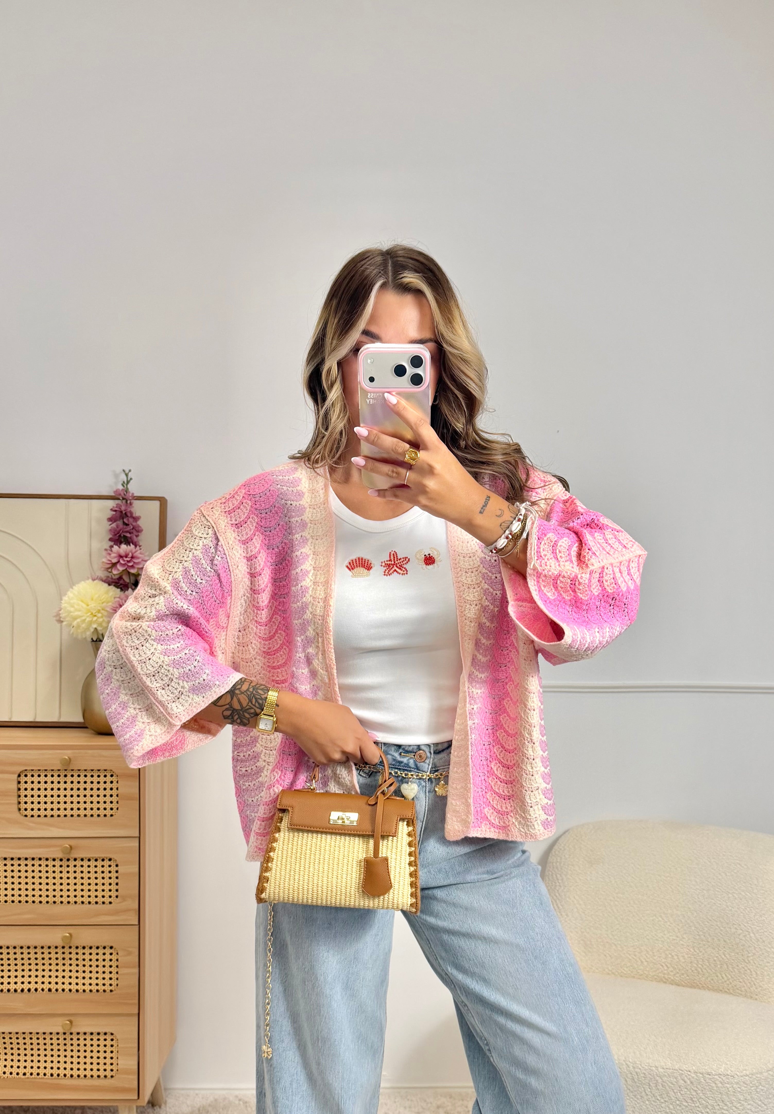 Gilet Crochet Rose