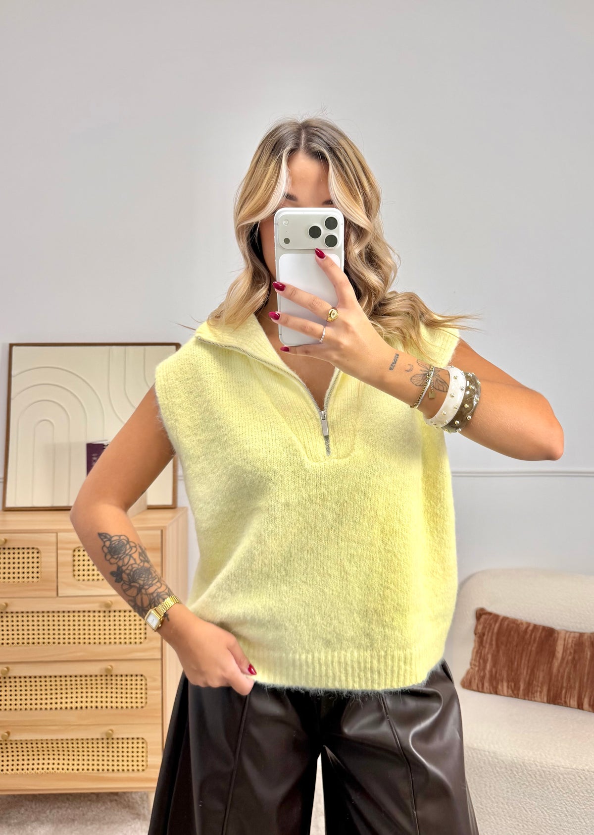 Pull Zippé Jaune