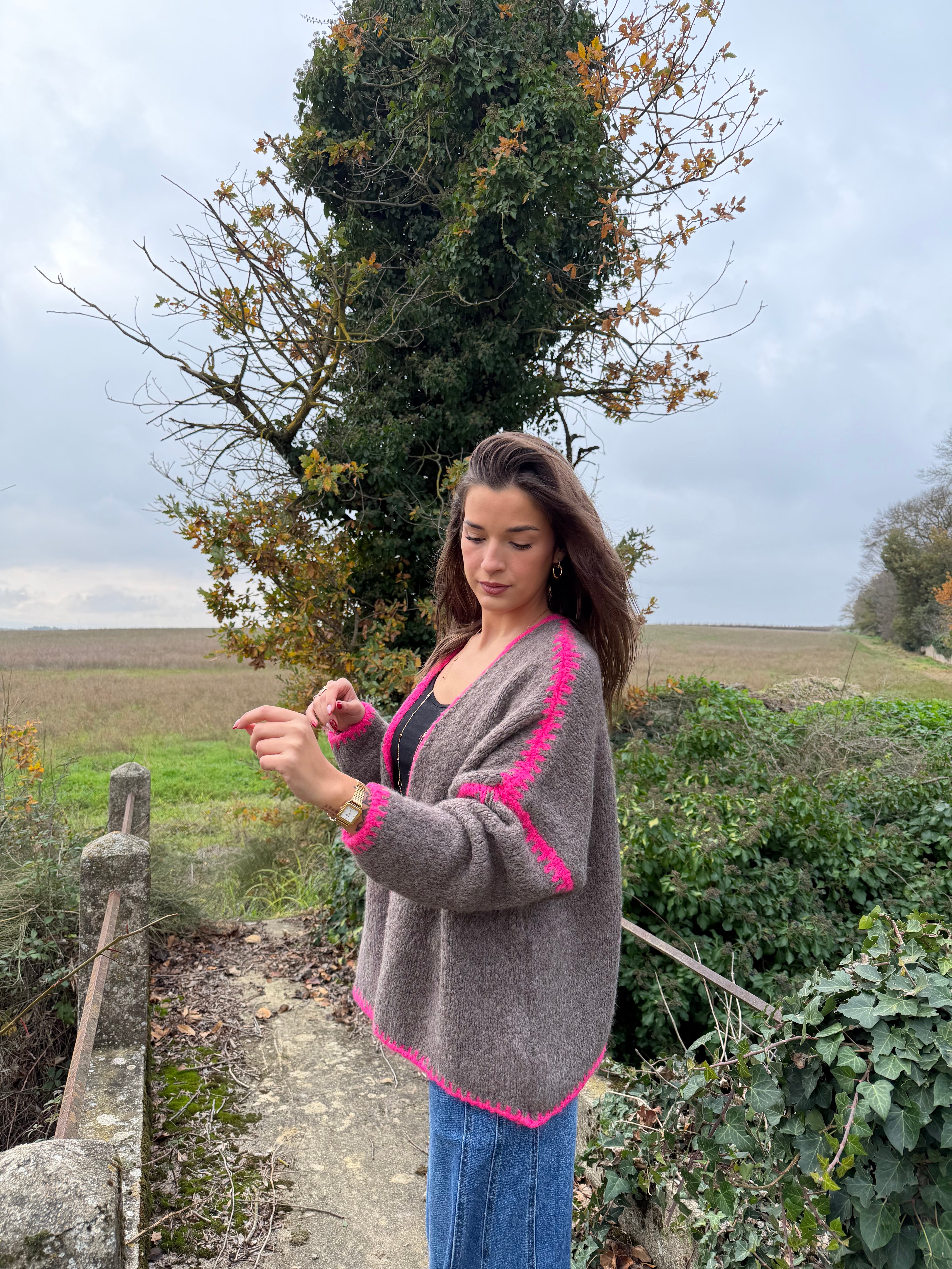 Gilet Chocolat & Rose