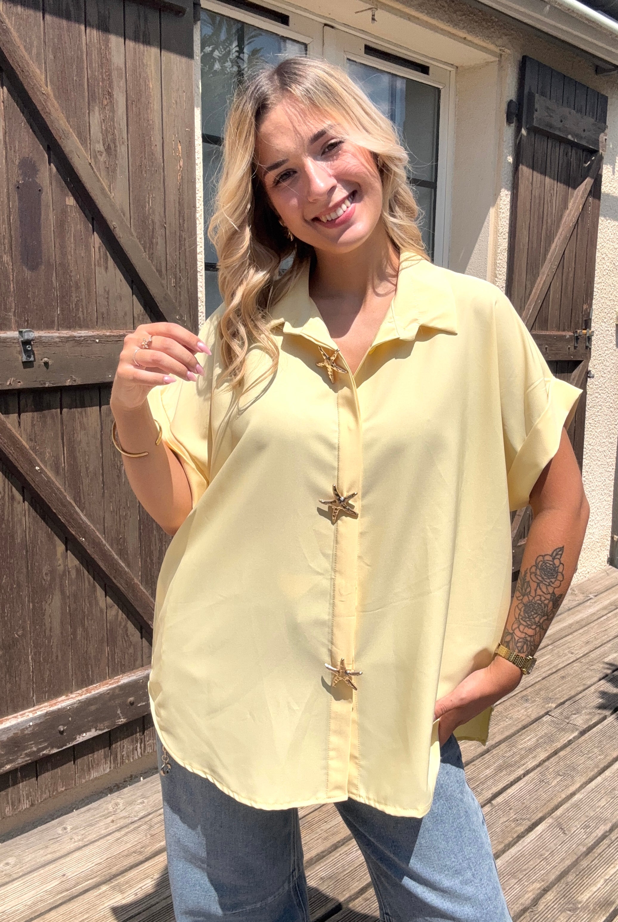 Chemise avec Broches Jaune