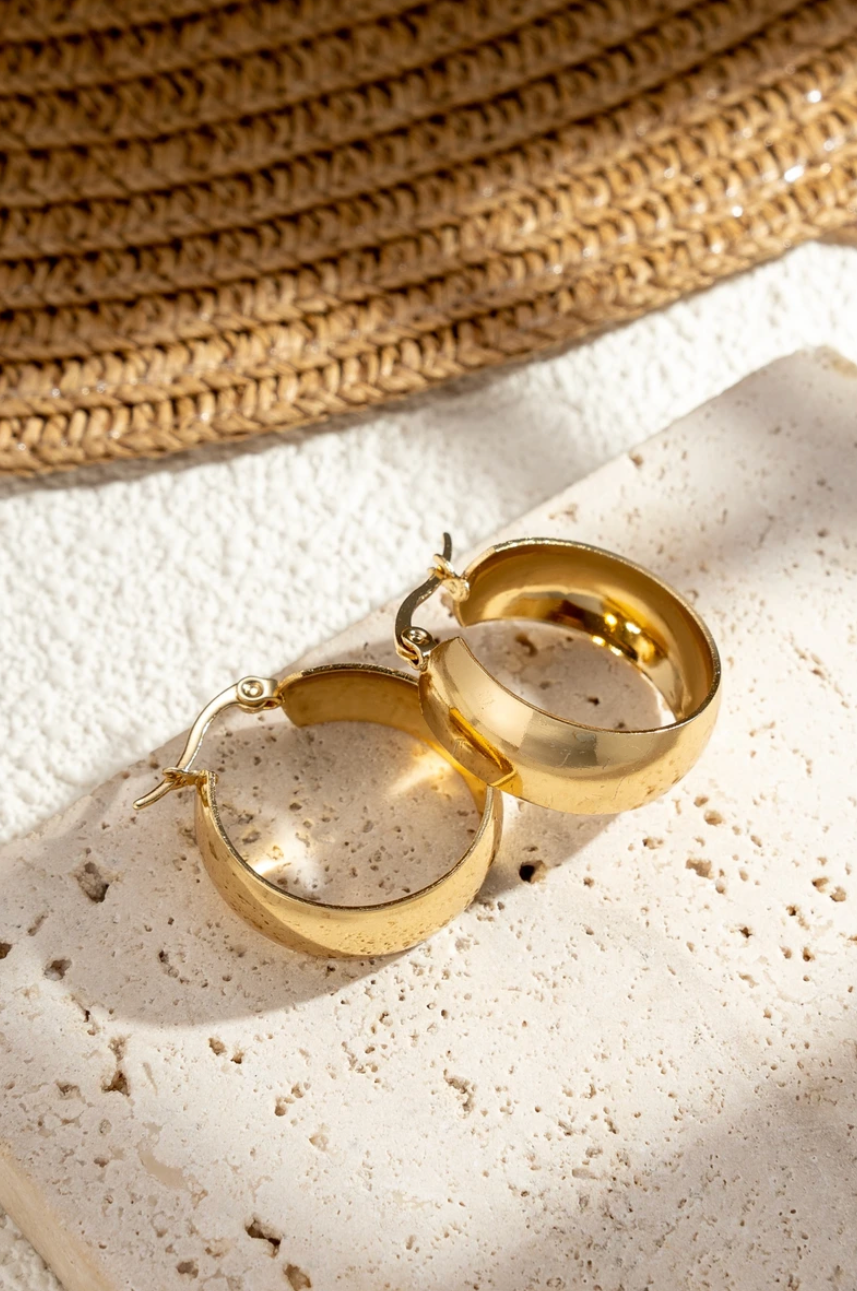Boucles d’oreilles Créoles doré lisses Acier inoxydable