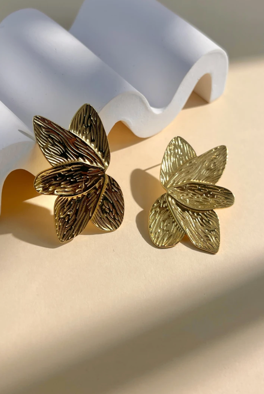 Boucles d’oreilles feuilles dorées
