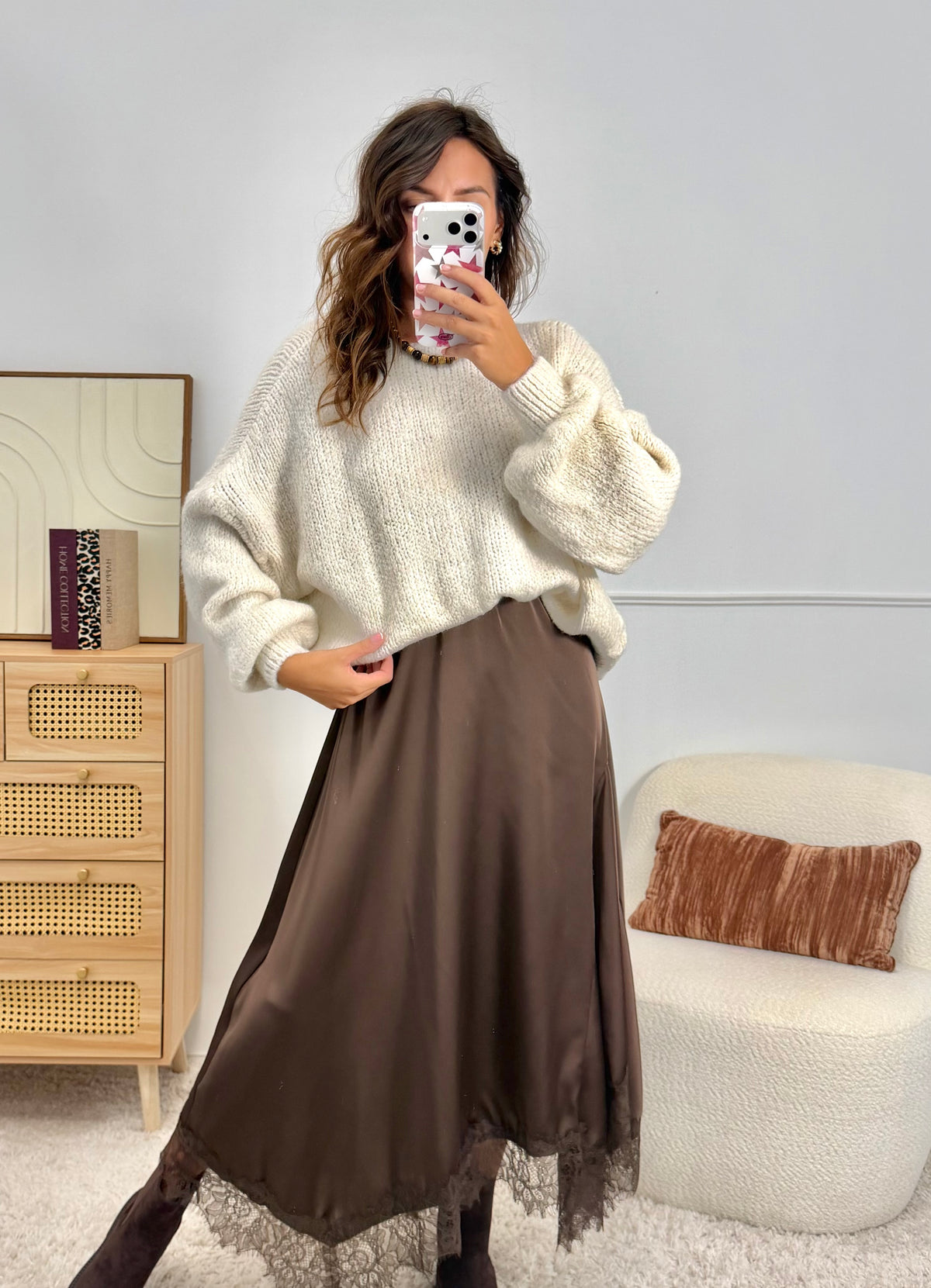 Gilet Noeud Doux Crème
