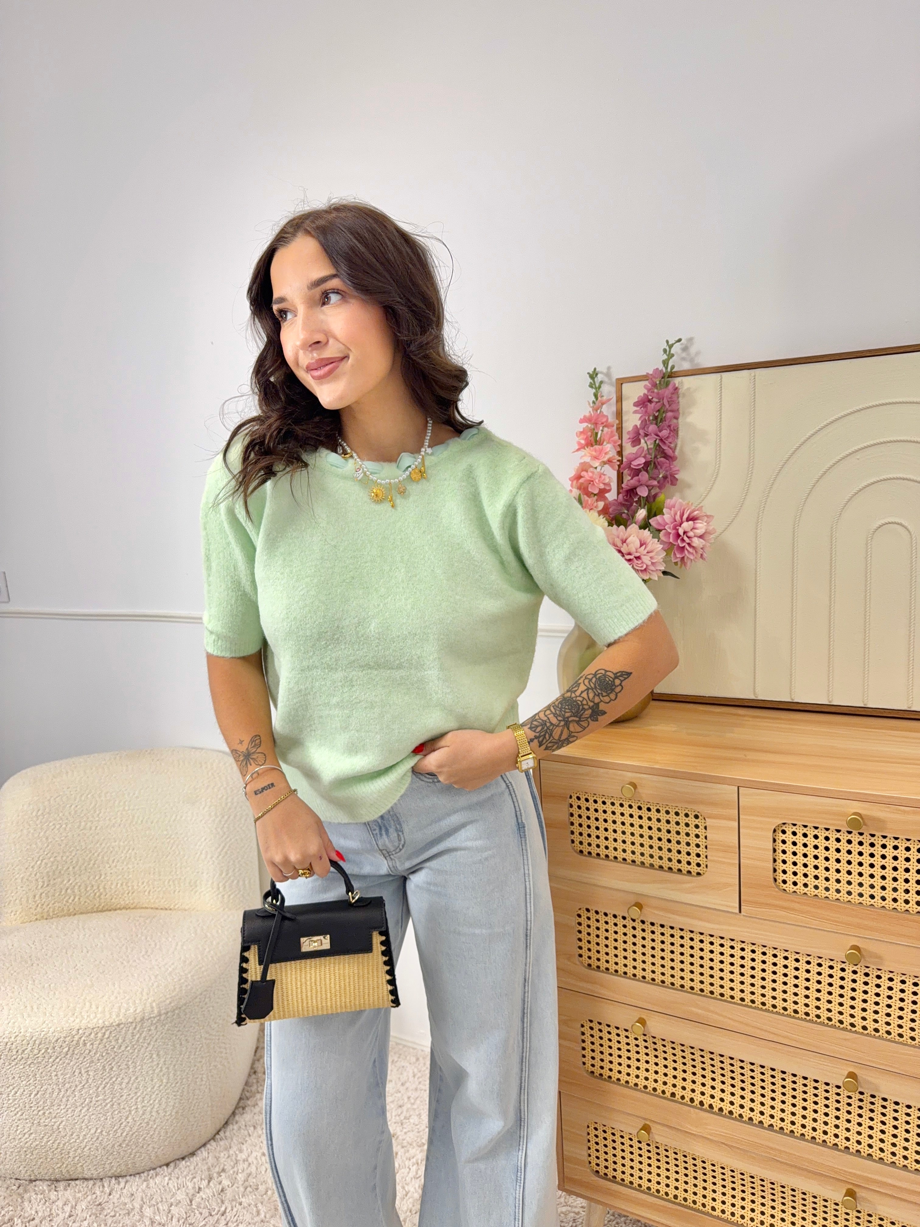 Pull Noeud Vert Clair