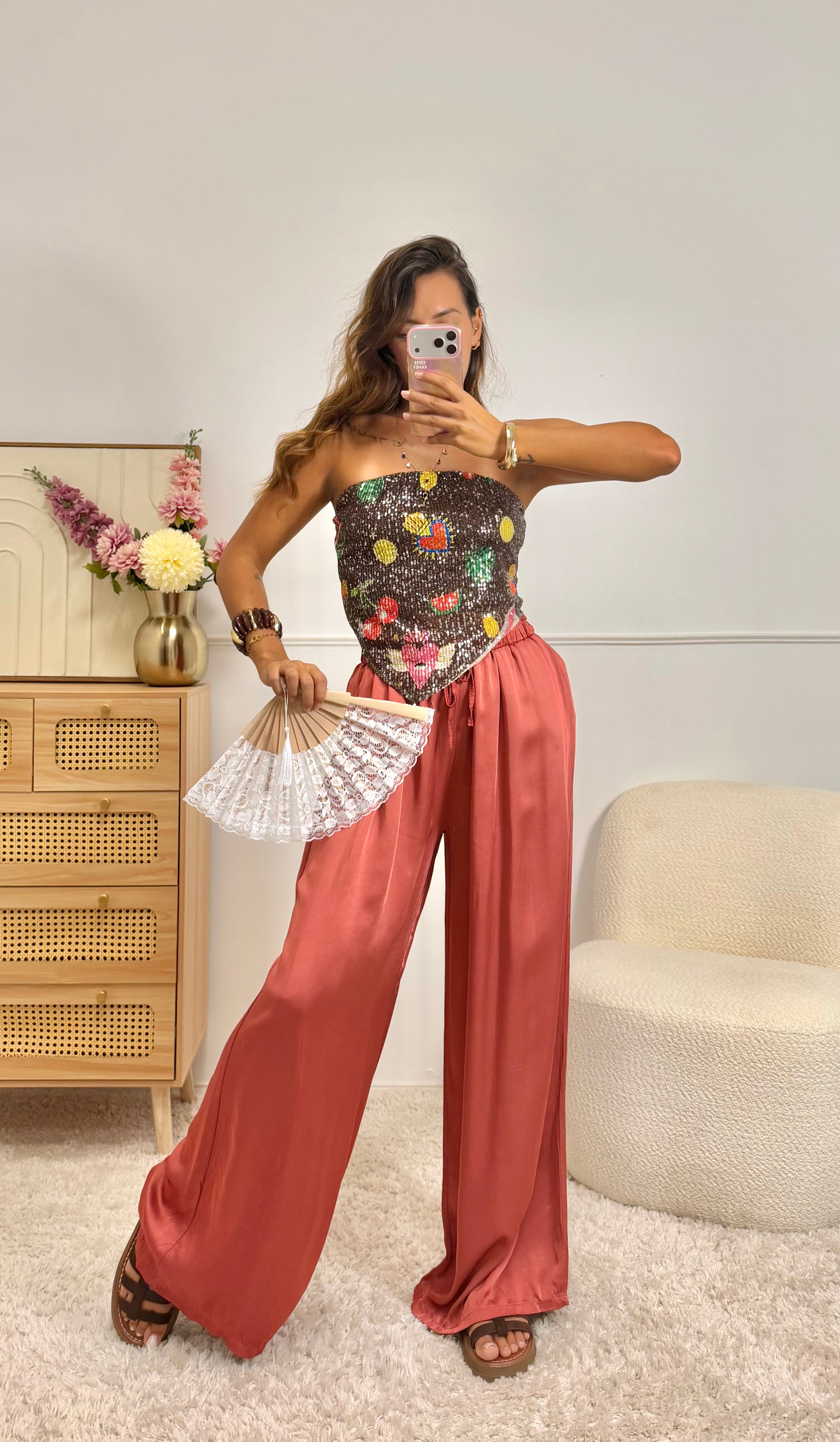Top Foulard Sequin Choco
