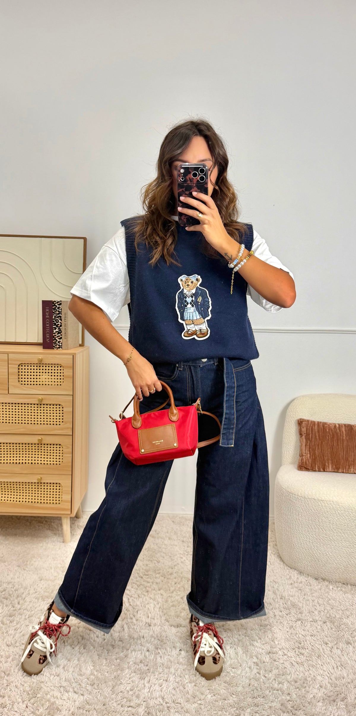 Pull sans manche Ourson Bleu marine