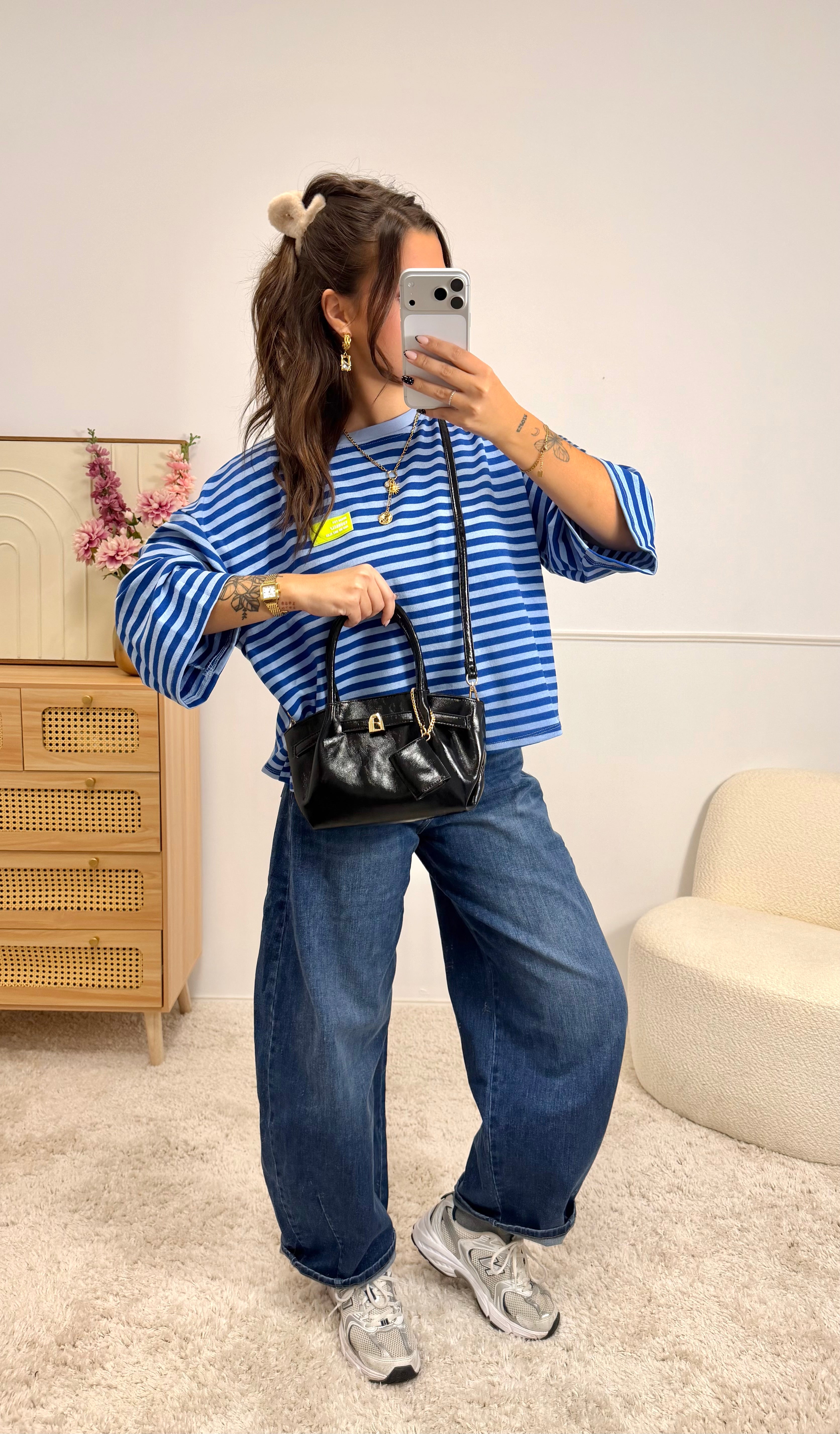 T-shirt Oversize Rayé Bleu