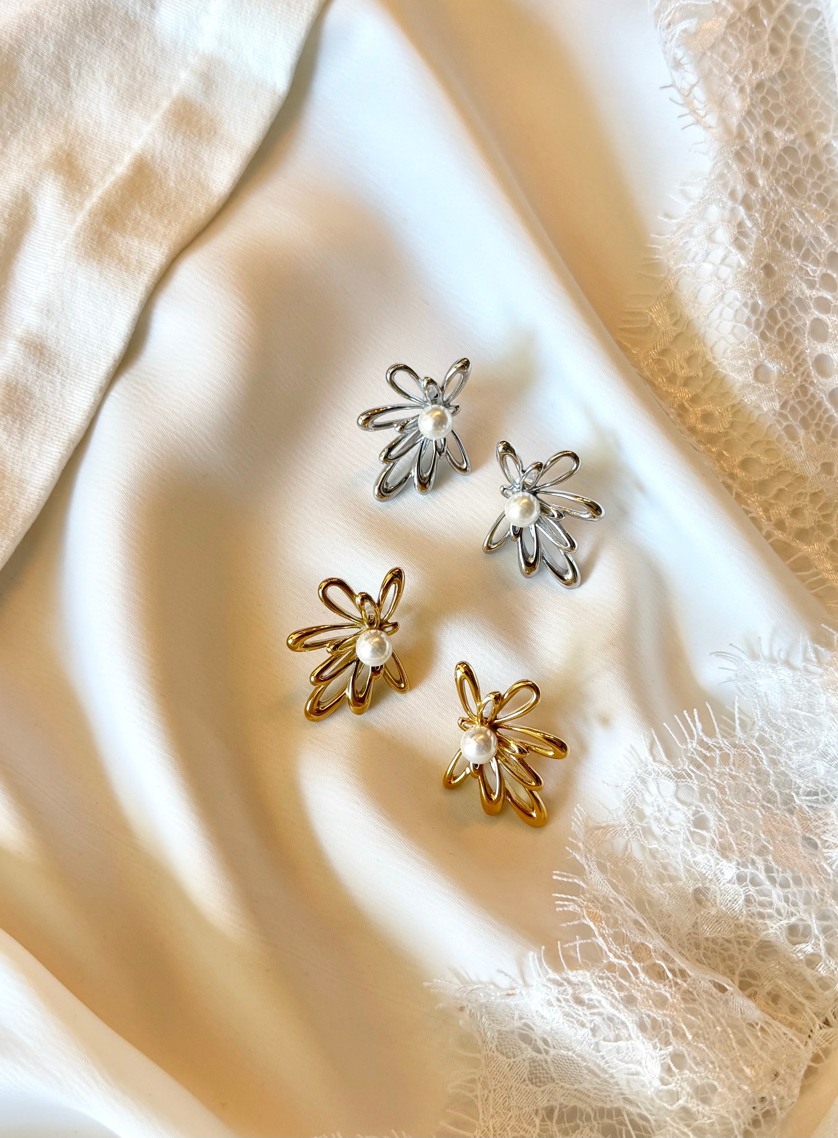 Boucles D'oreilles Fleur & Perle