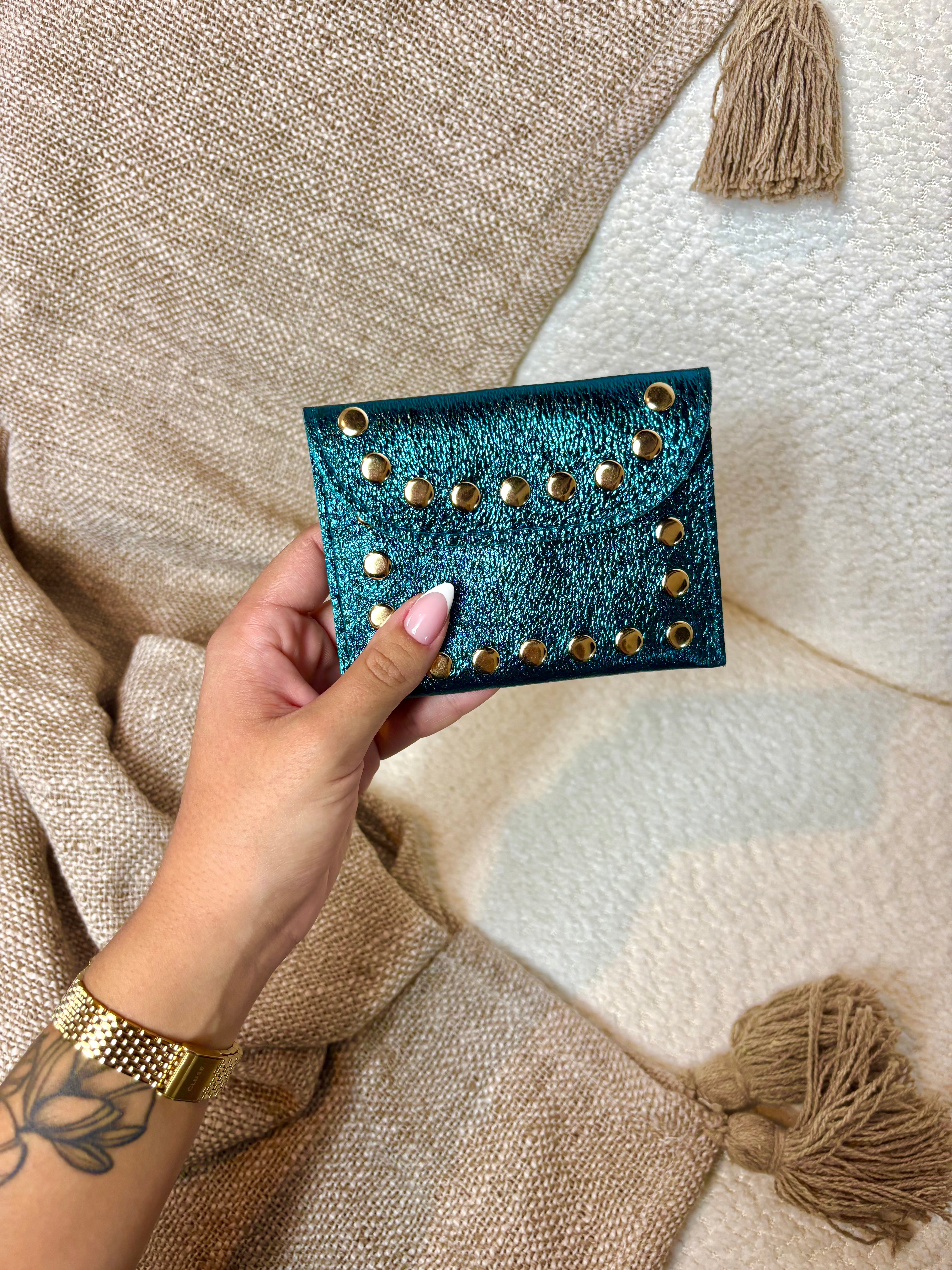 Porte Carte 100% Cuir Bleu Canard