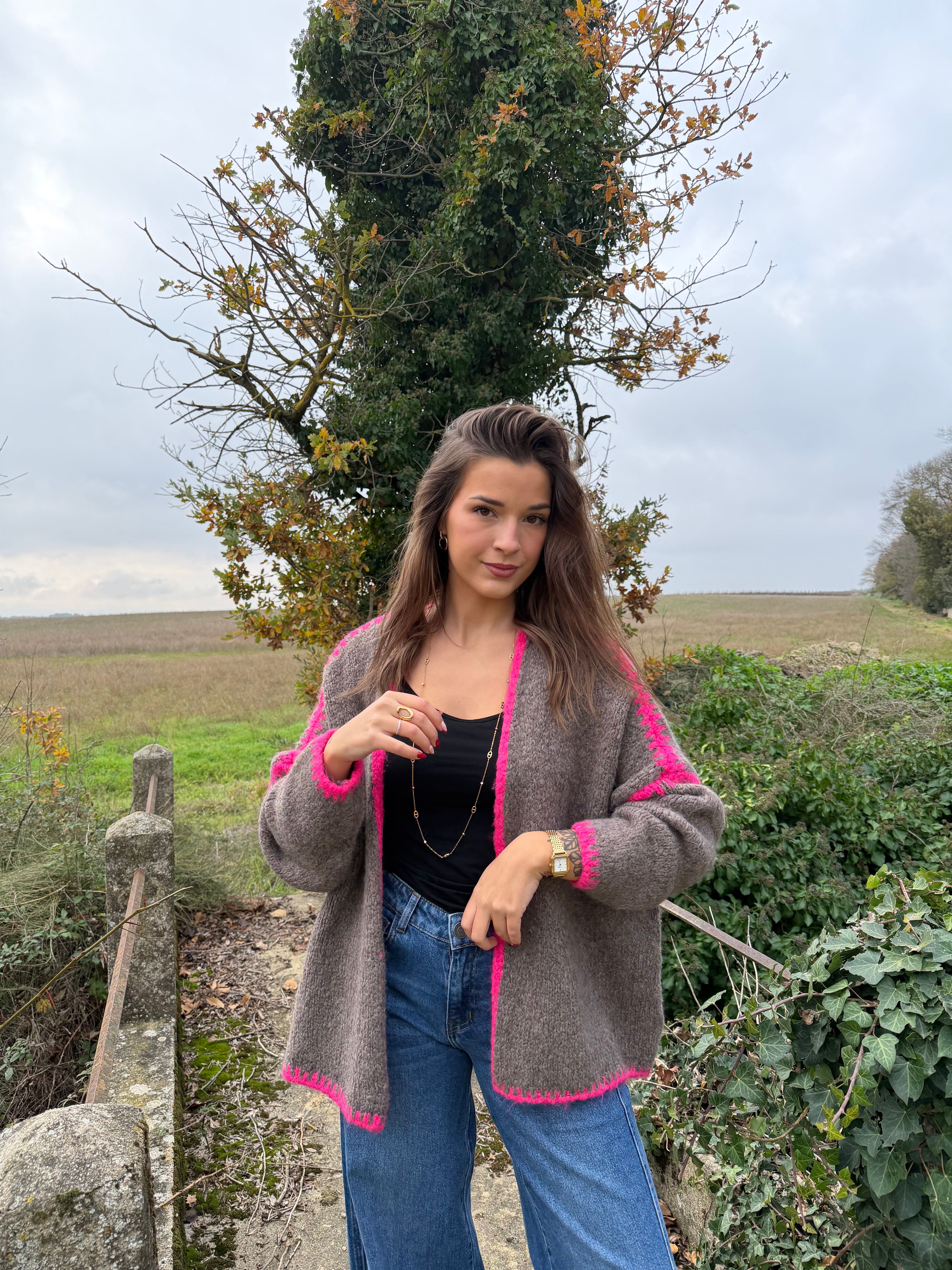 Gilet Chocolat & Rose