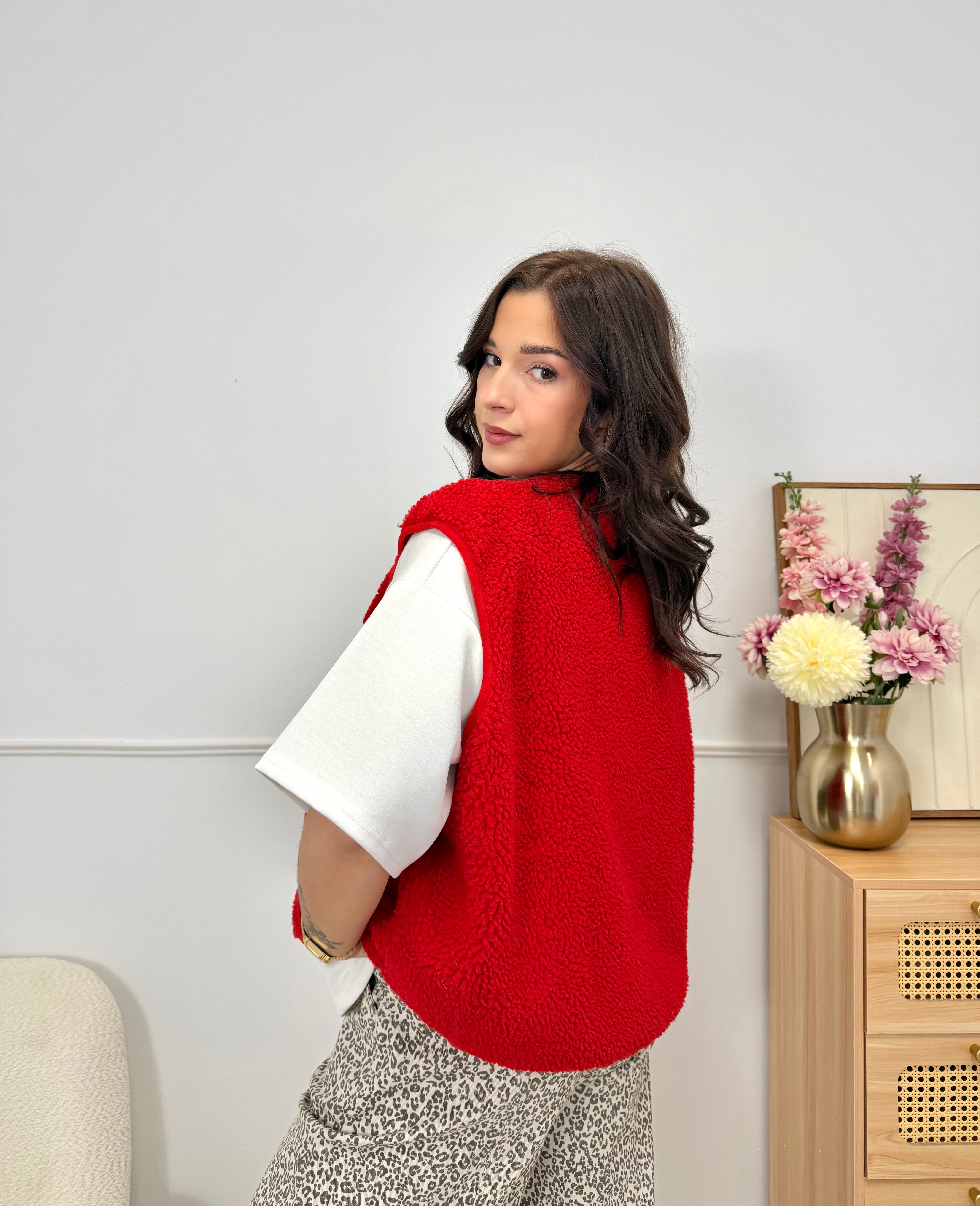 Gilet Teddy Rouge