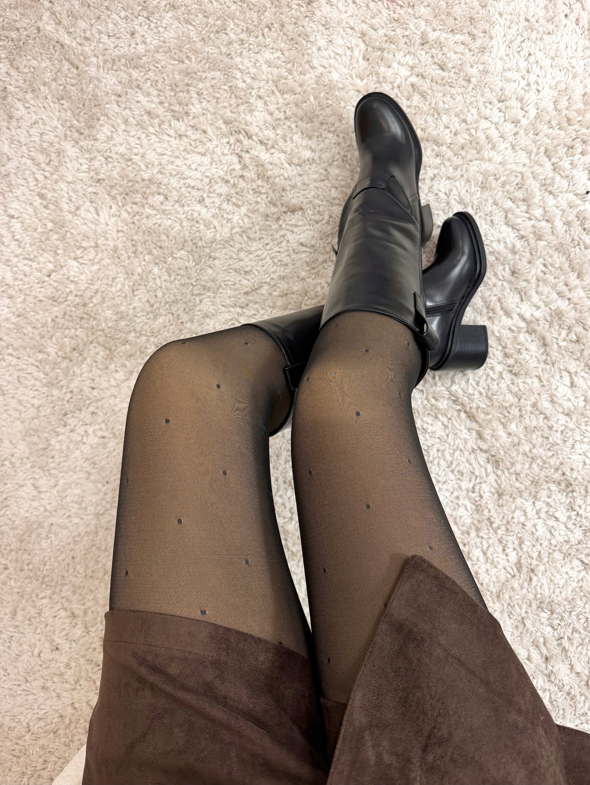 Collant Polaire Pois Faux Transparent