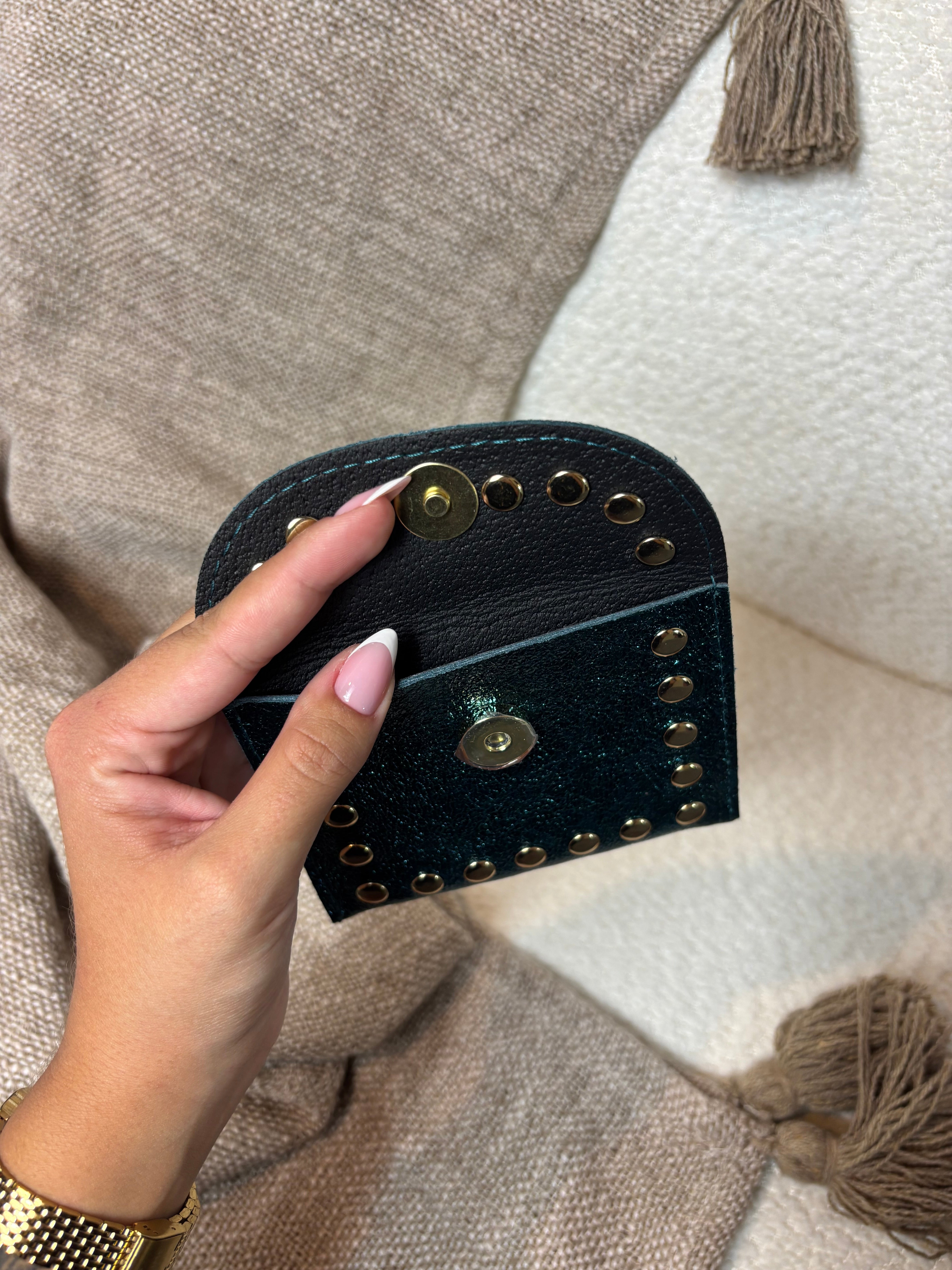 Porte Carte 100% Cuir Bleu Canard