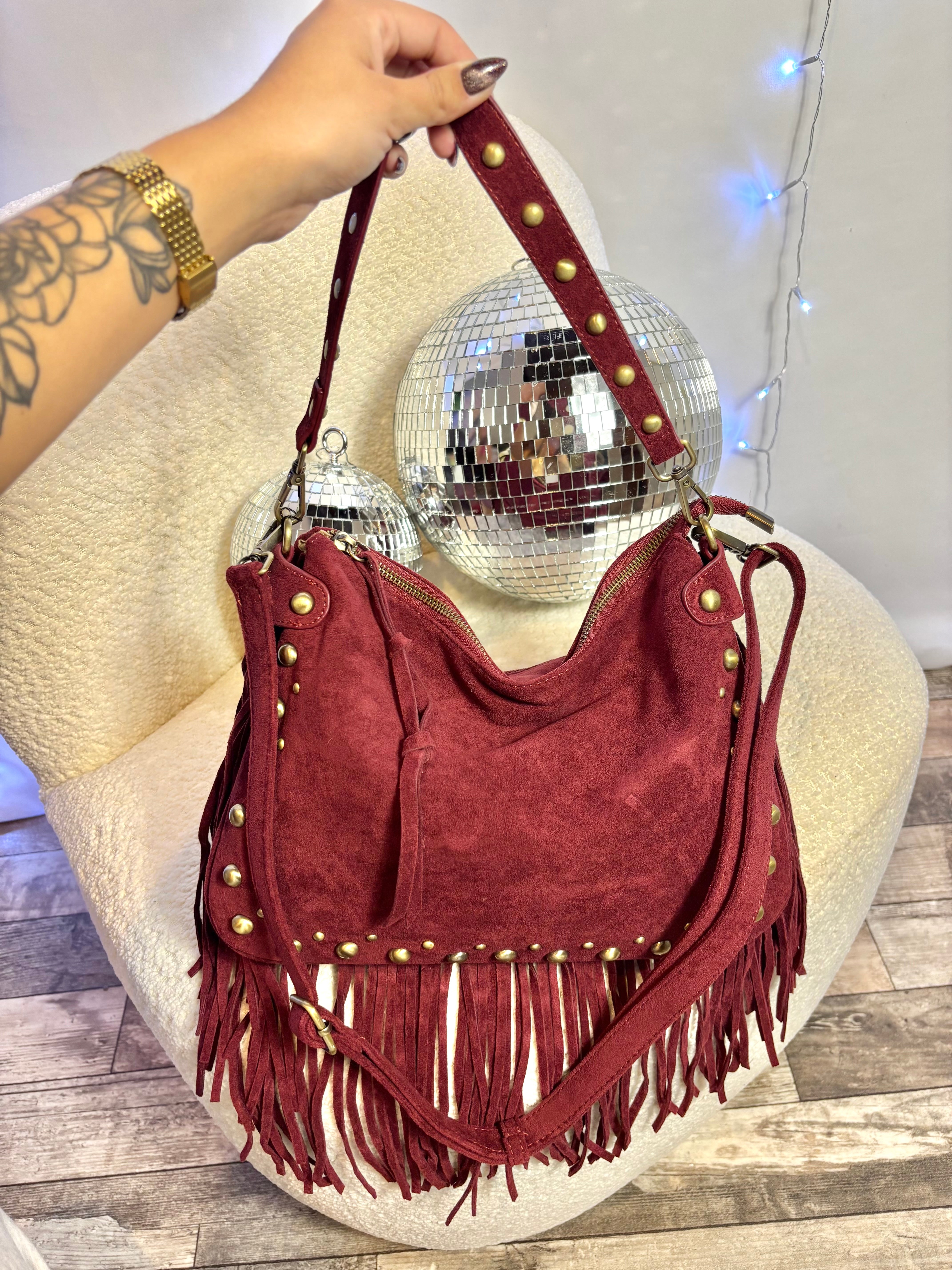 Sac Clous & Franges Bordeaux