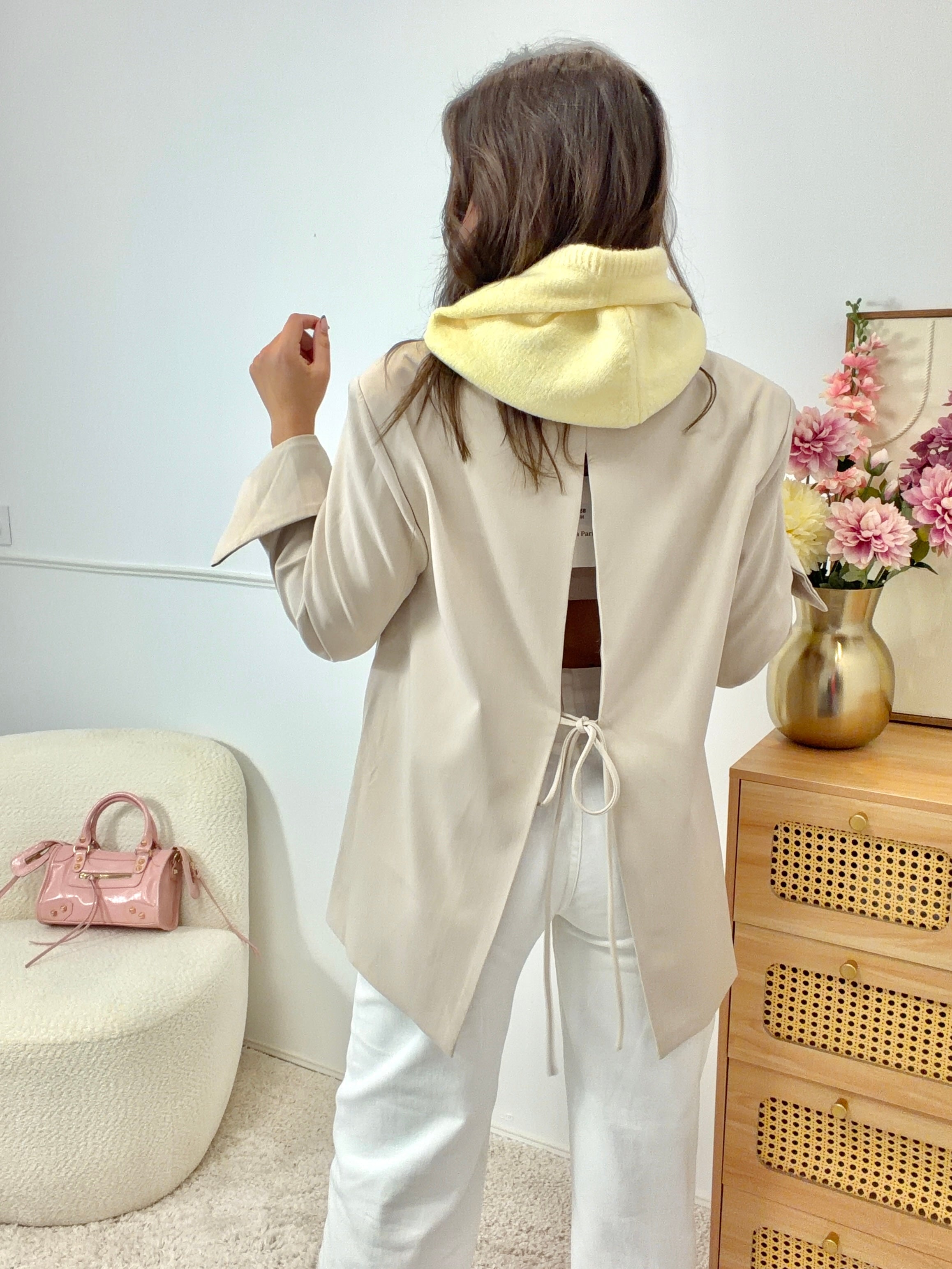 Blazer Fendu au Dos Beige