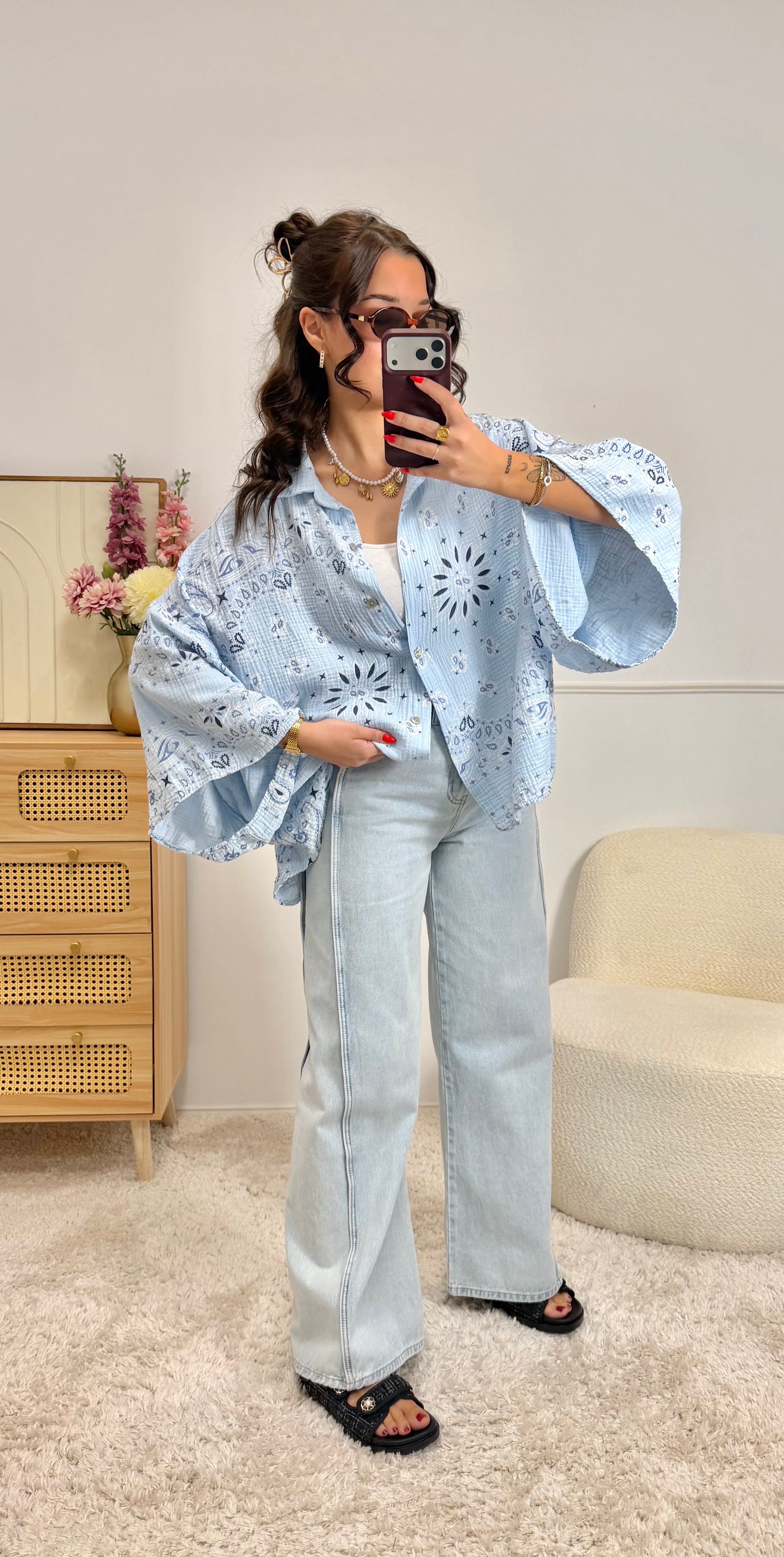 Chemise Mandalas Bleu Ciel