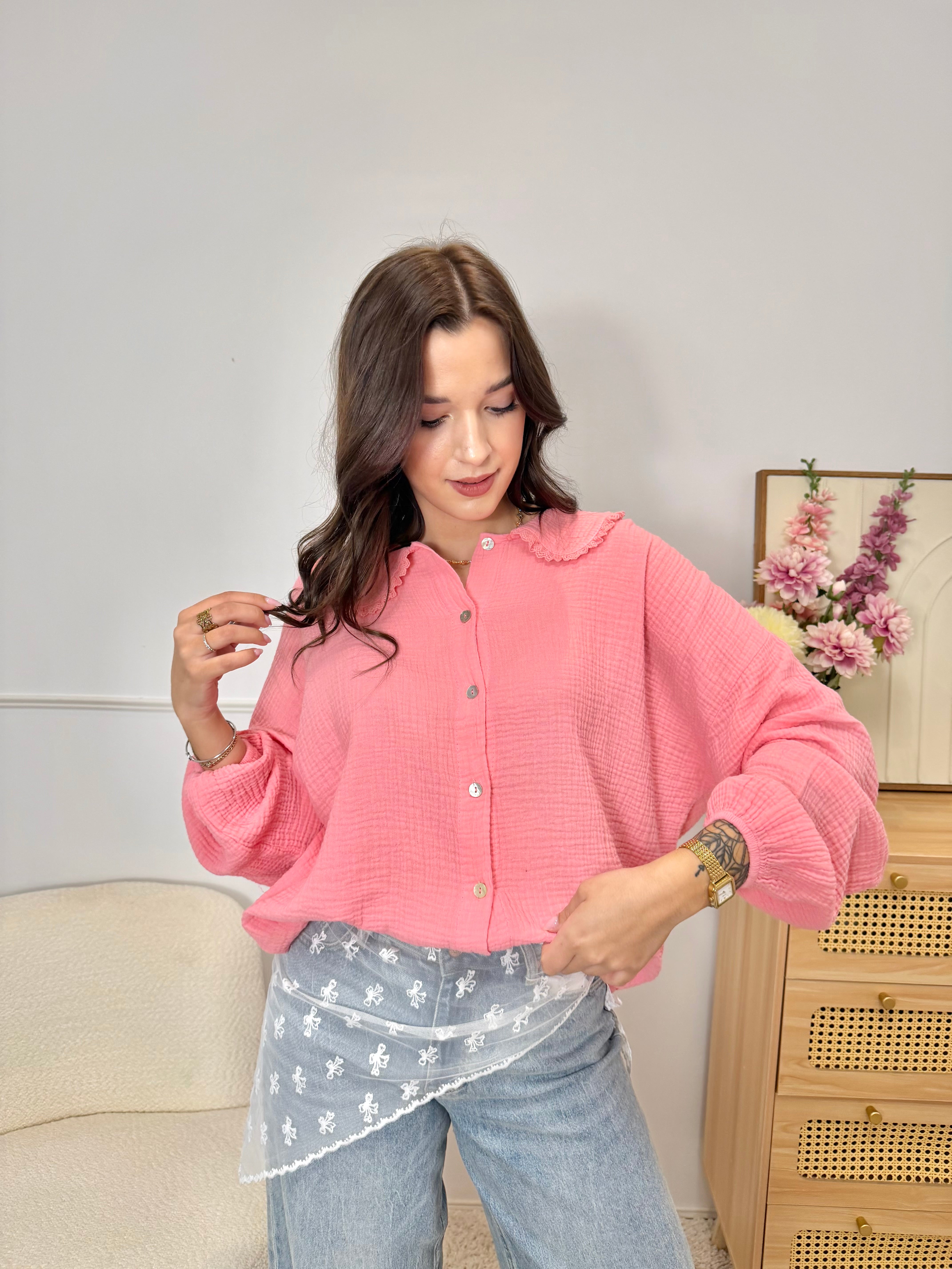 Chemise 100%Coton Rose