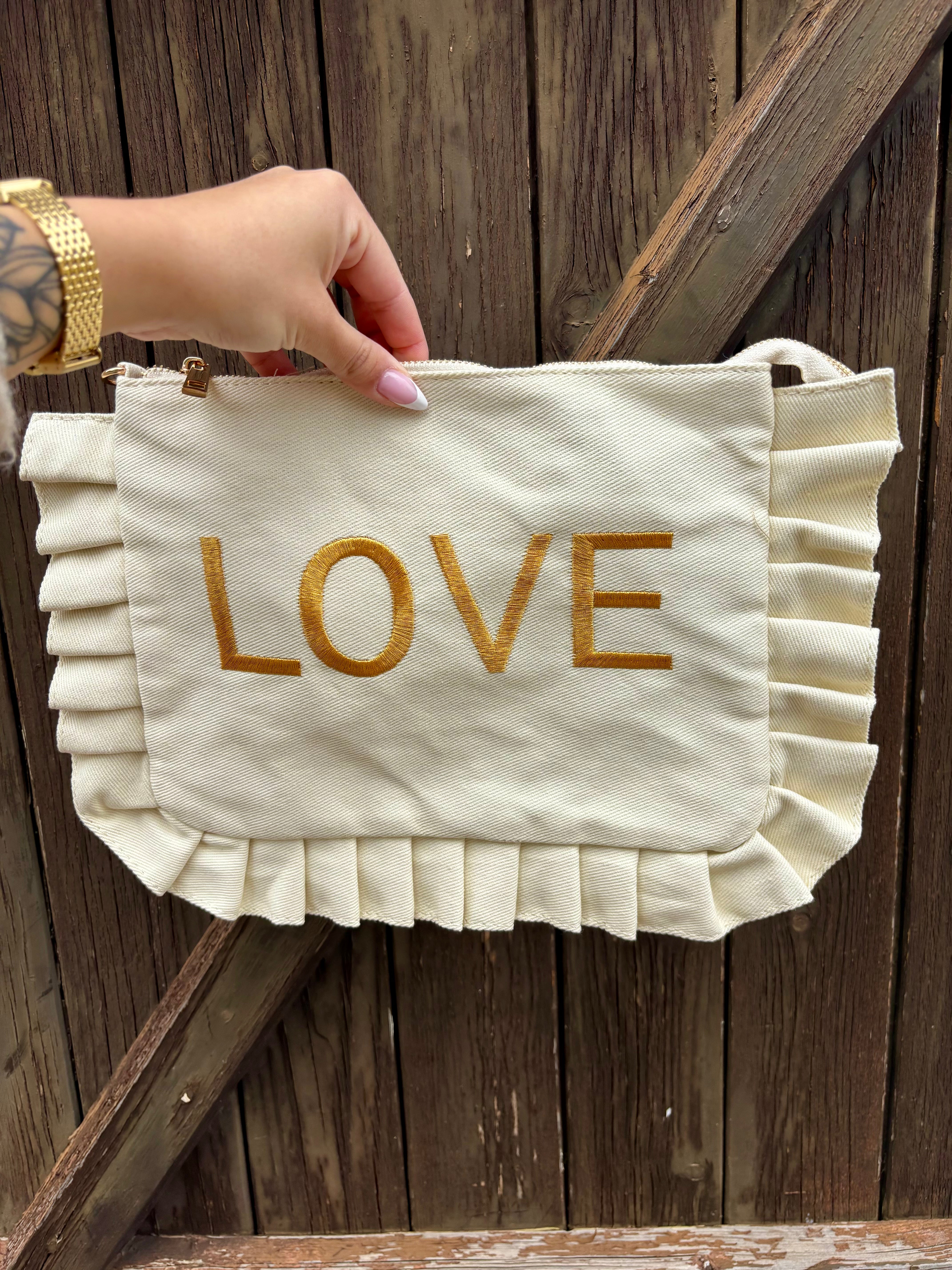 Sac Pochette Love Beige