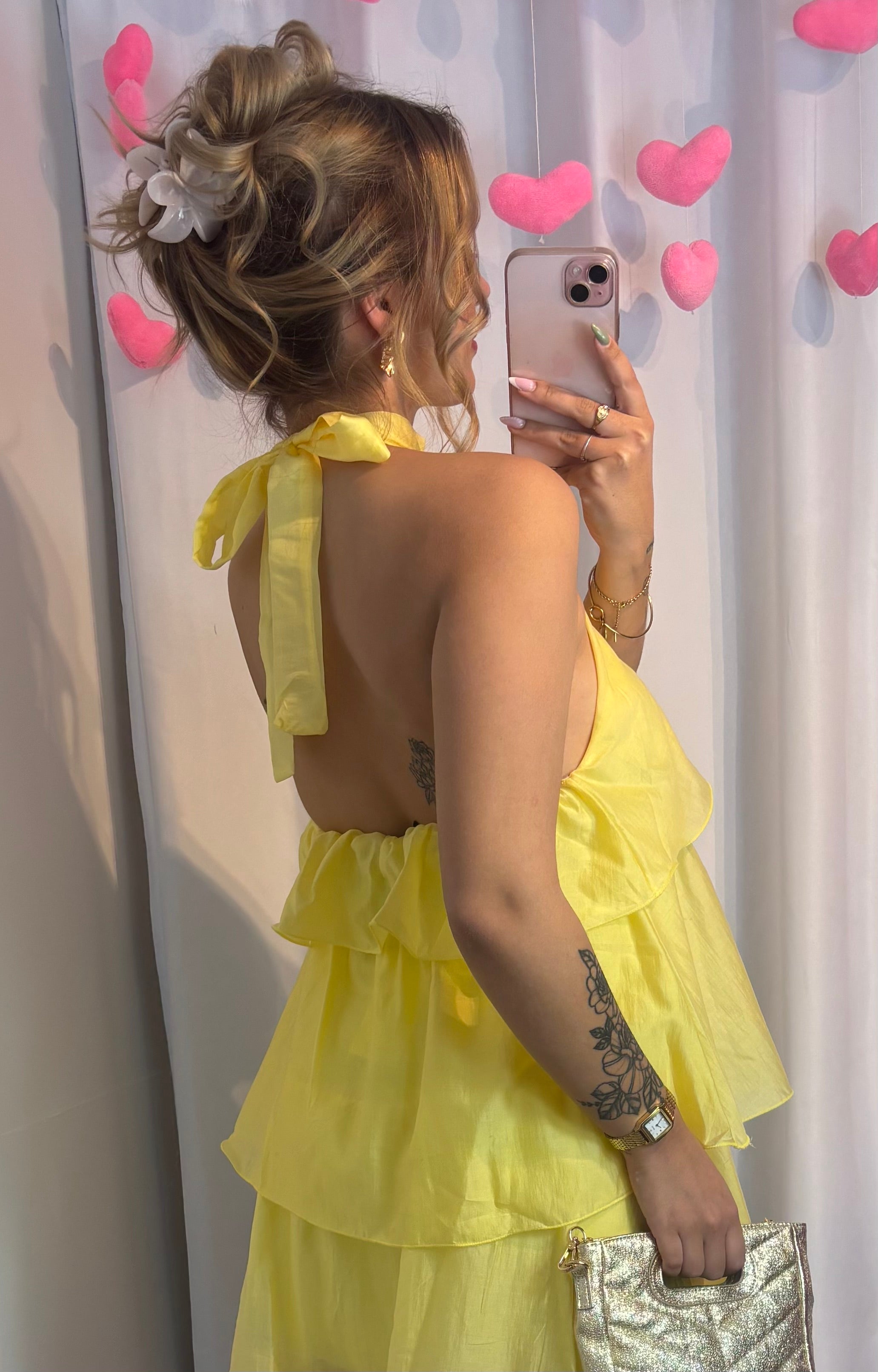 Robe Volantée Jaune