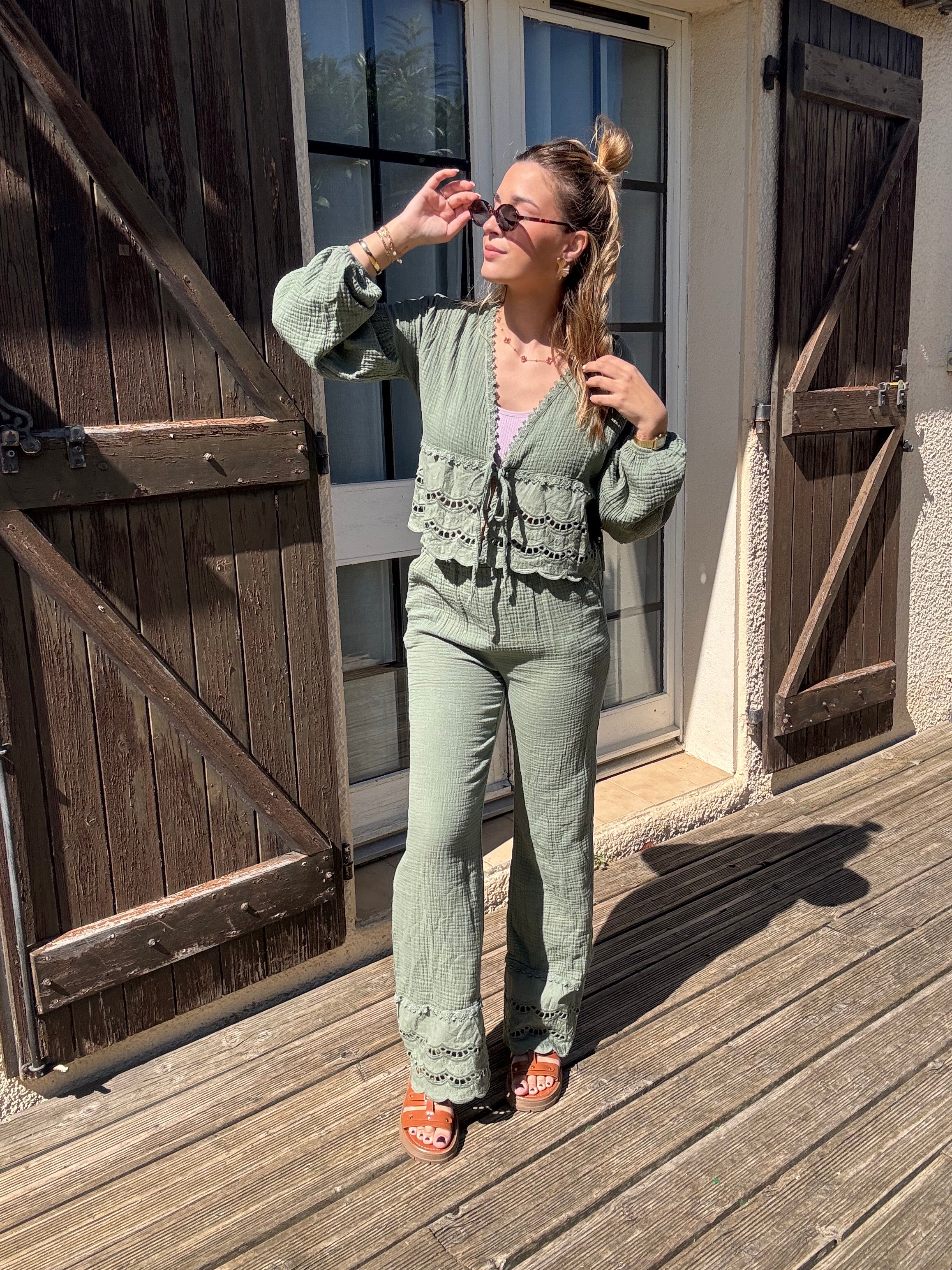 Ensemble Gaz de Coton Kaki