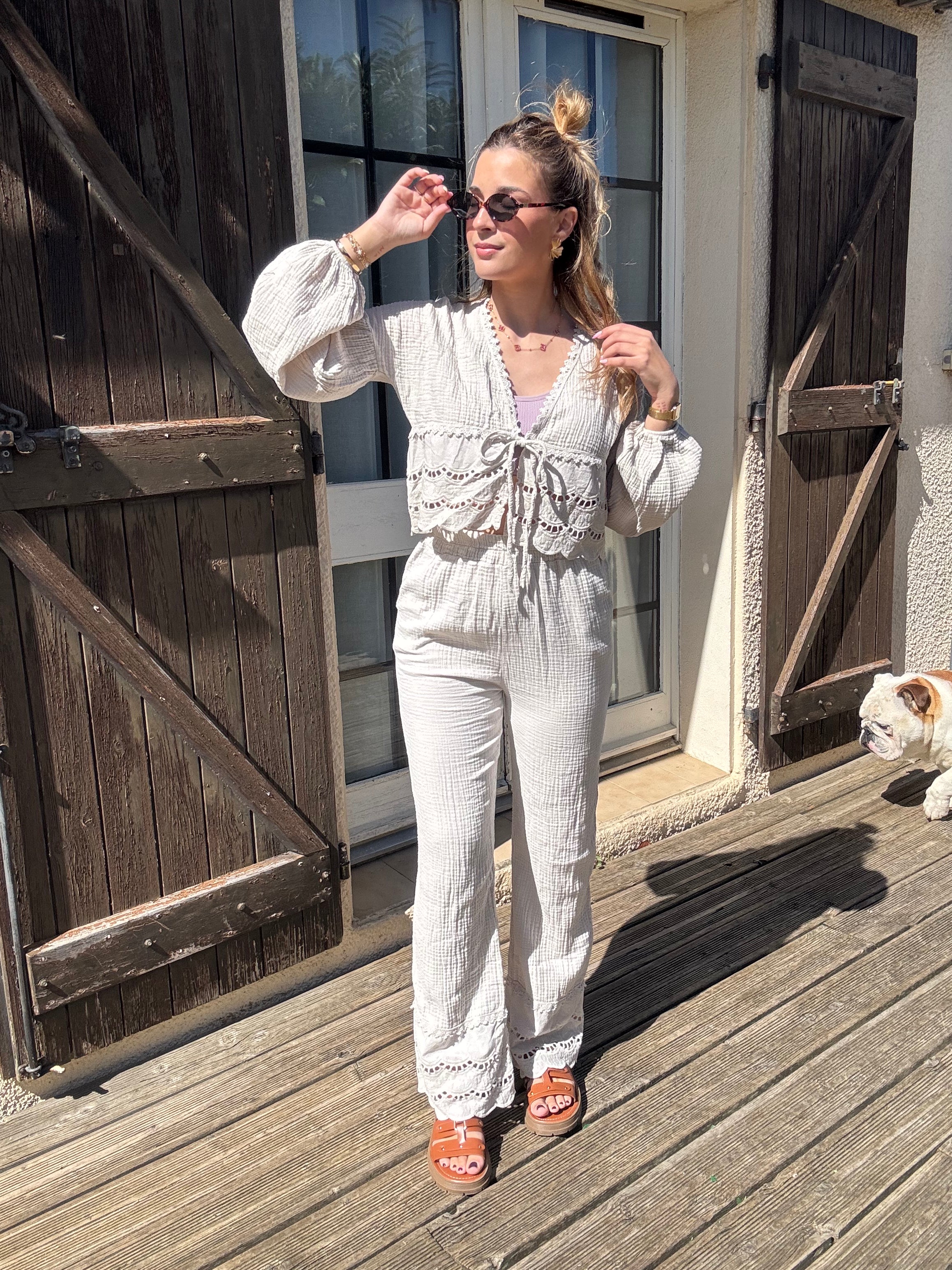 Ensemble Gaz de Coton Beige