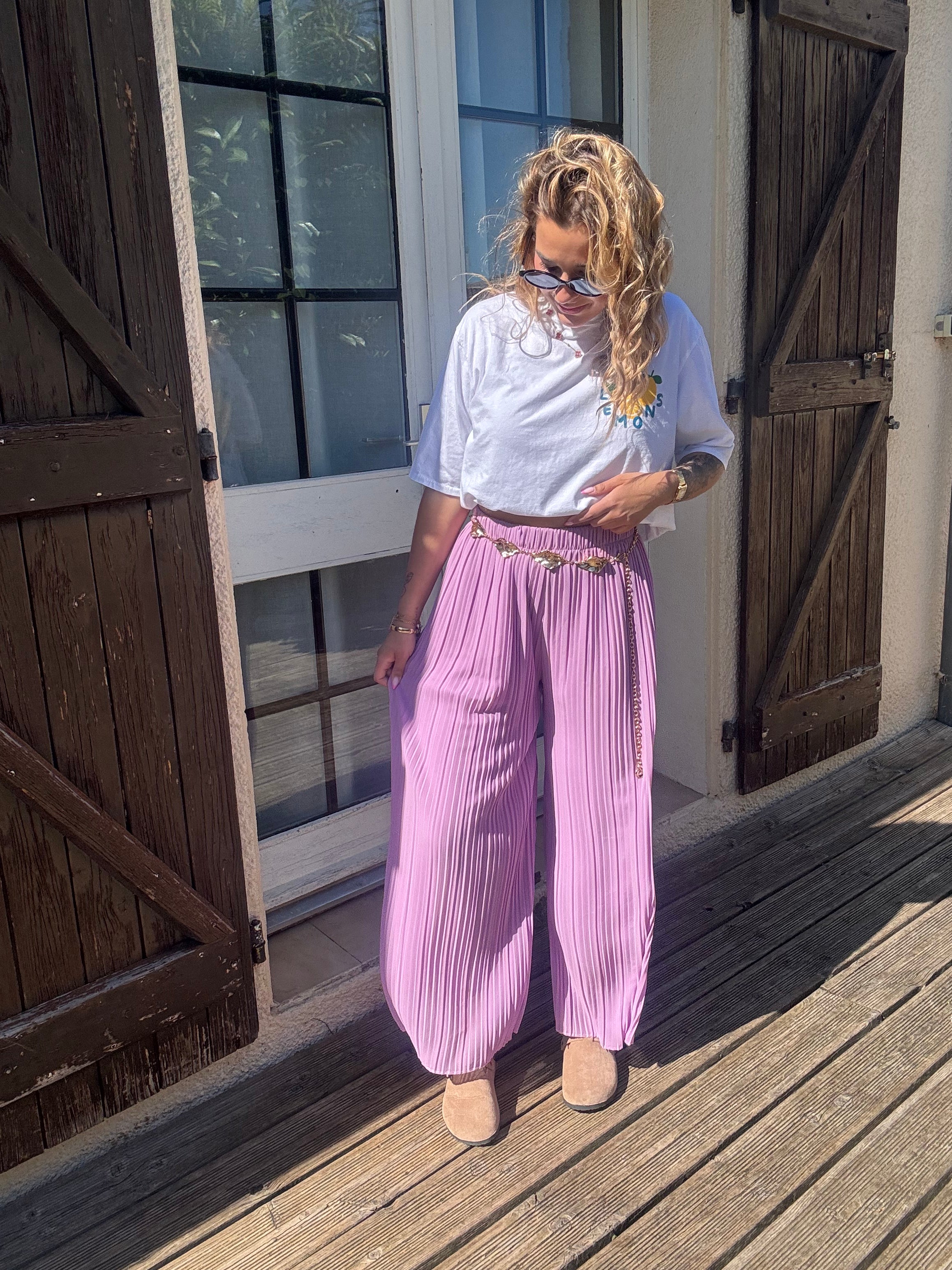 Pantalon Plissée Lilas