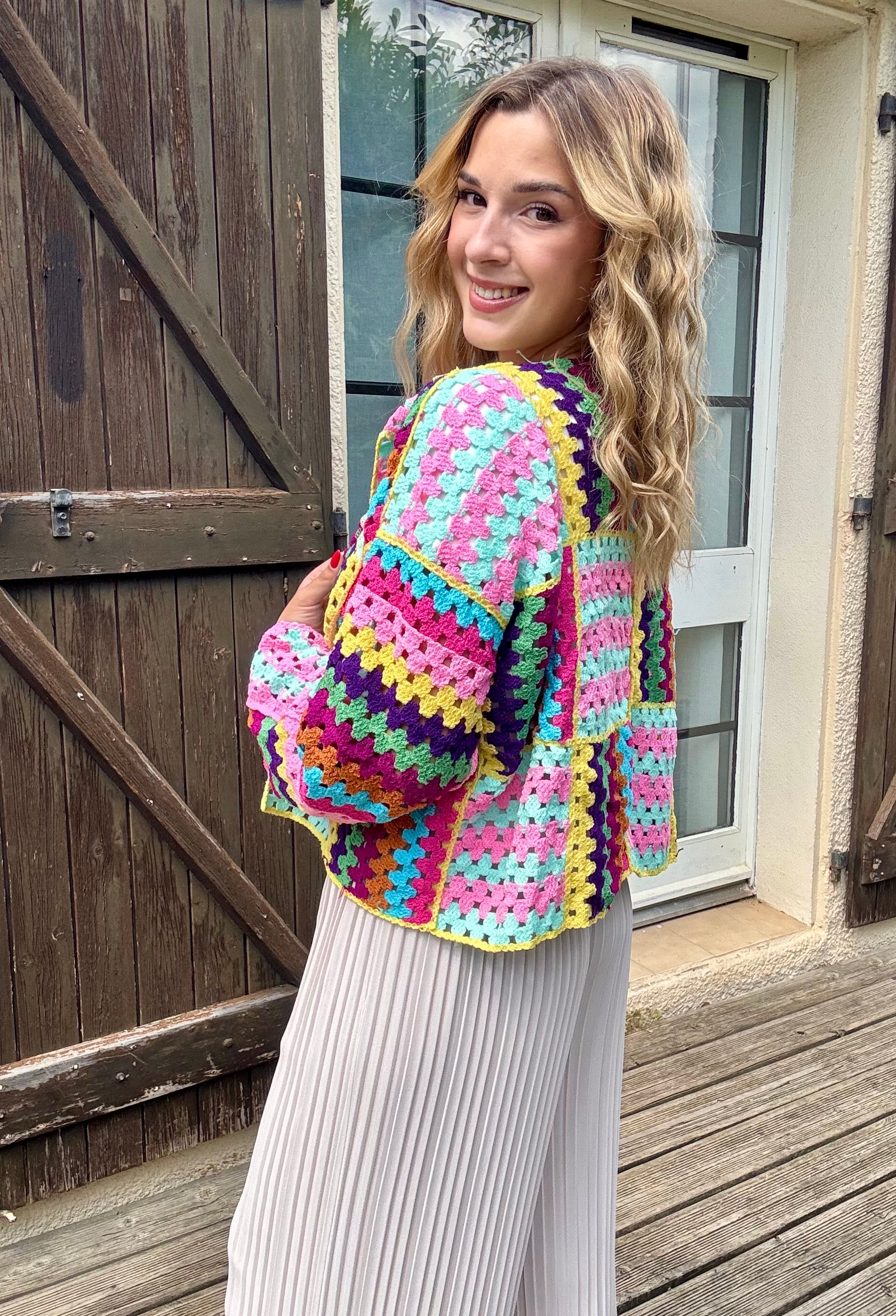 Gilet en Crochet Coloré
