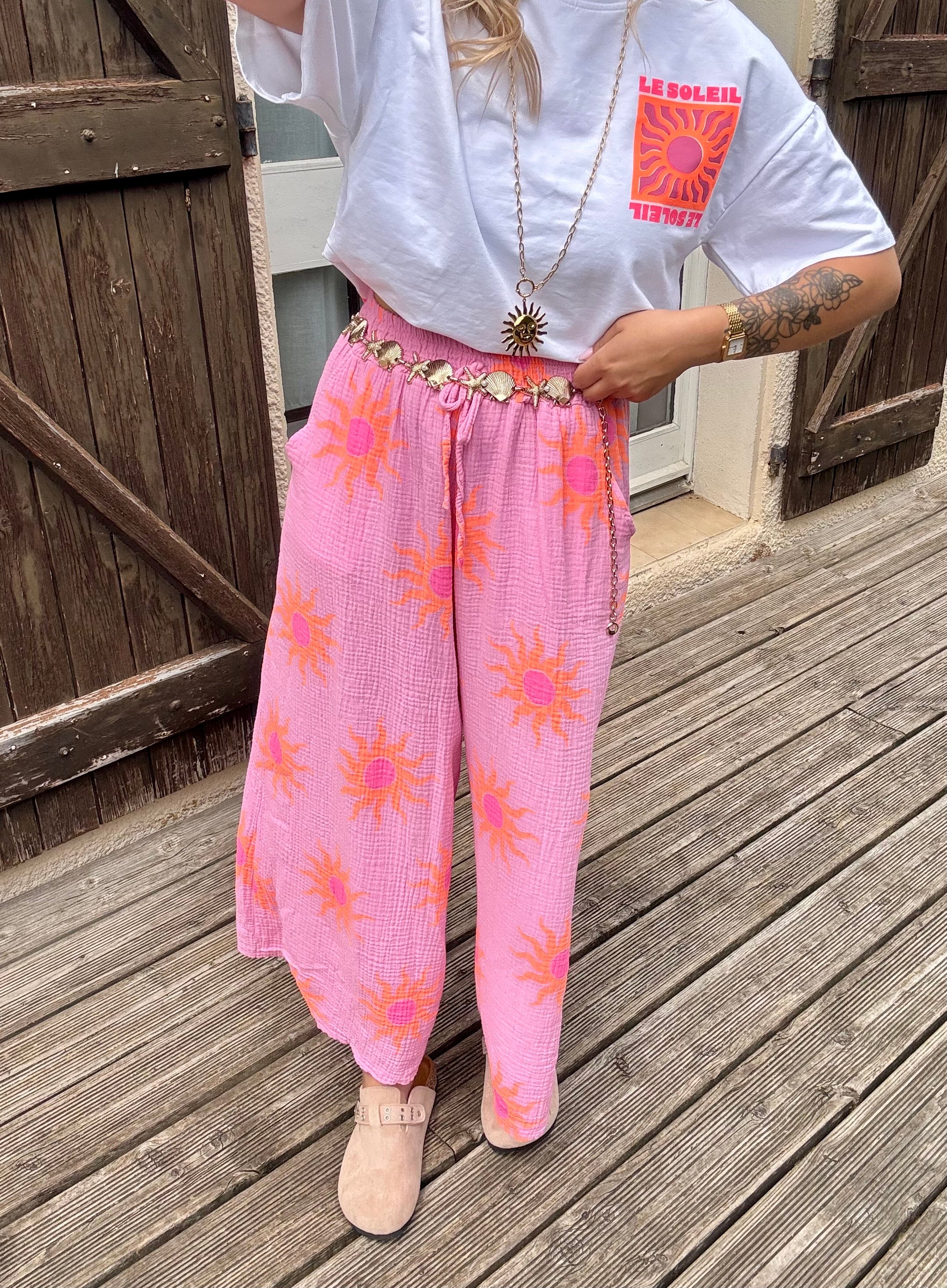 Pantalon Soleil Rose & Orange
