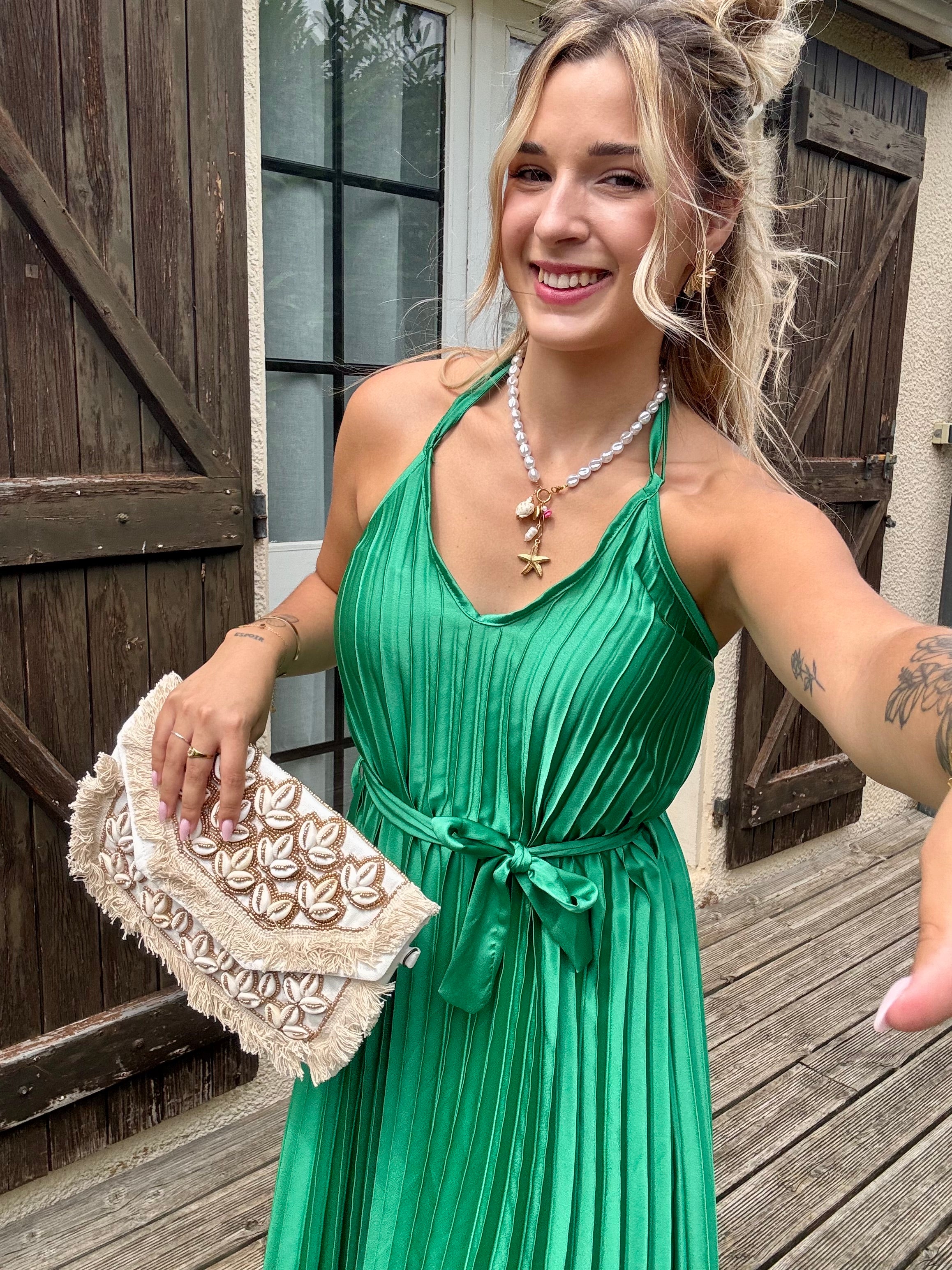 Robe Plissée Vert
