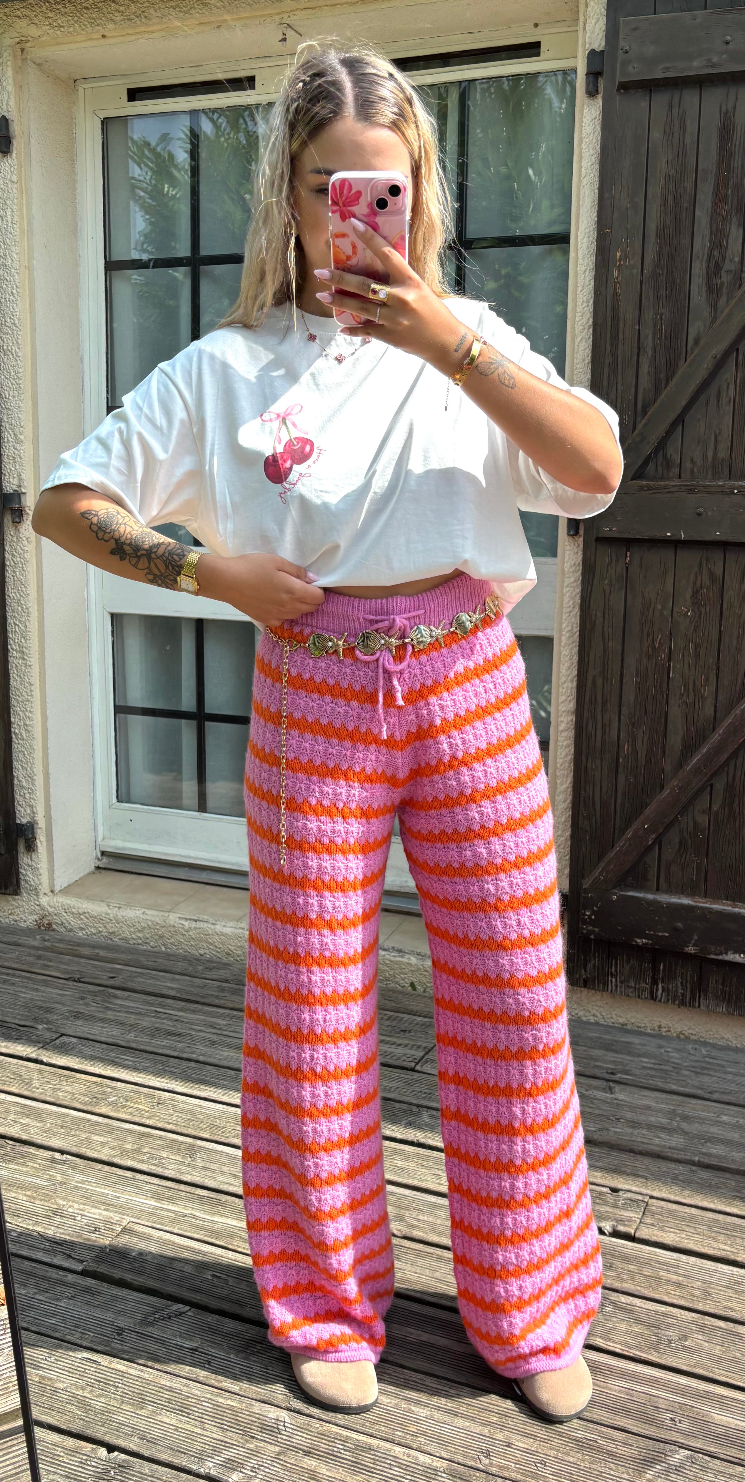 Pantalon Doux Rose & Orange