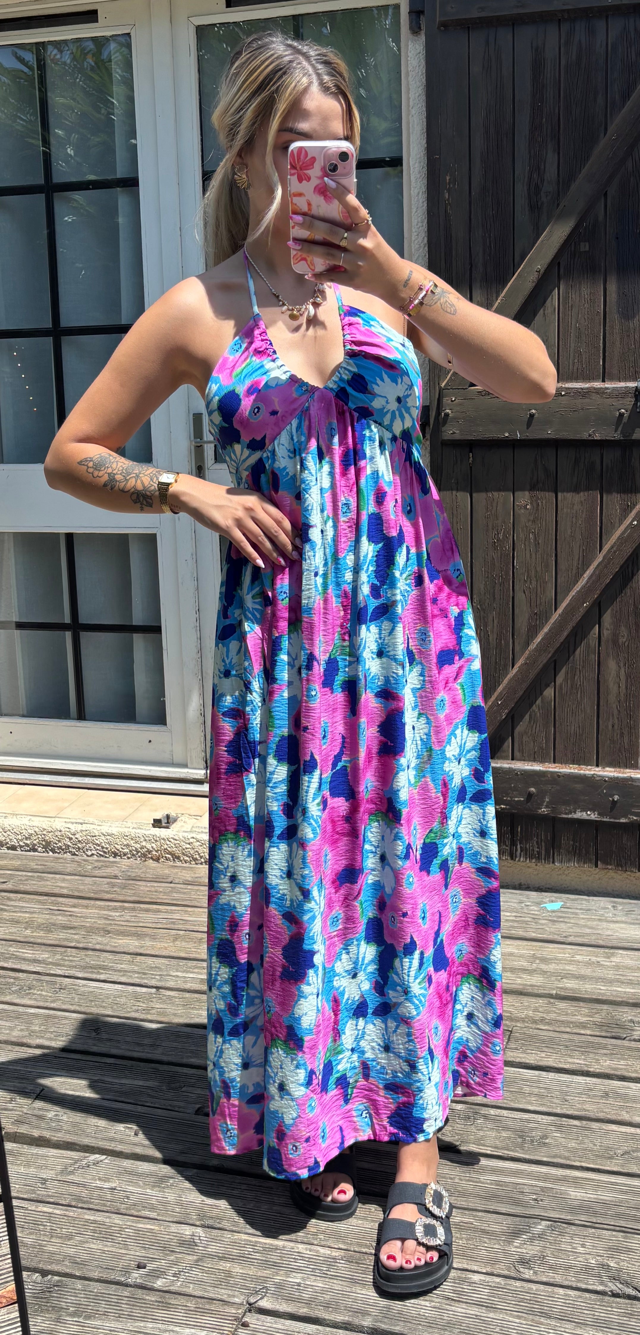 Robe Fleuries Bleu